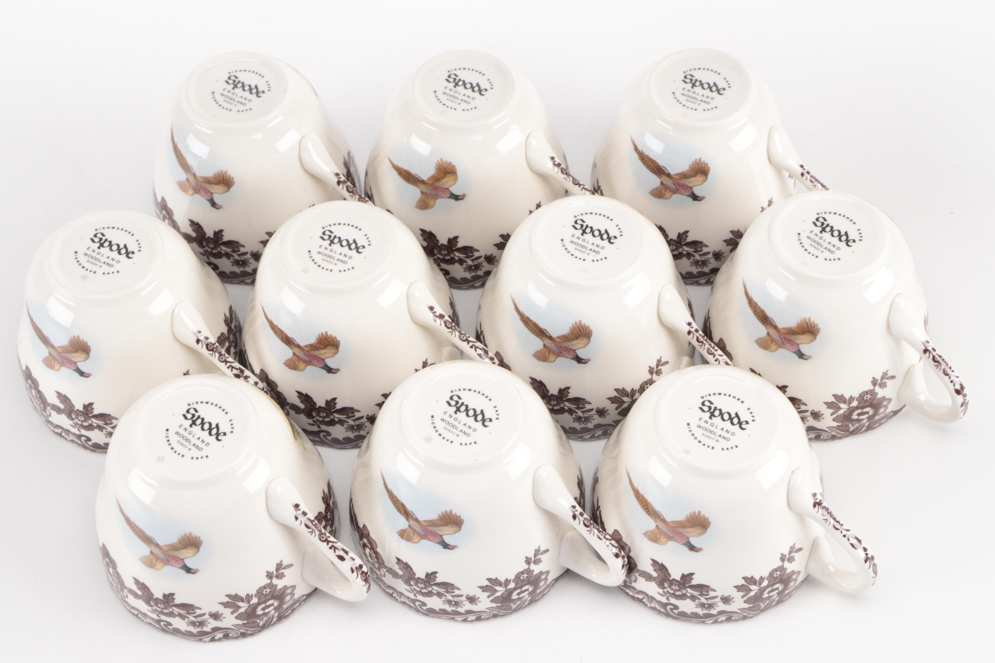 Spode "Woodland" Dinnerware and Flat Cups with Saucers