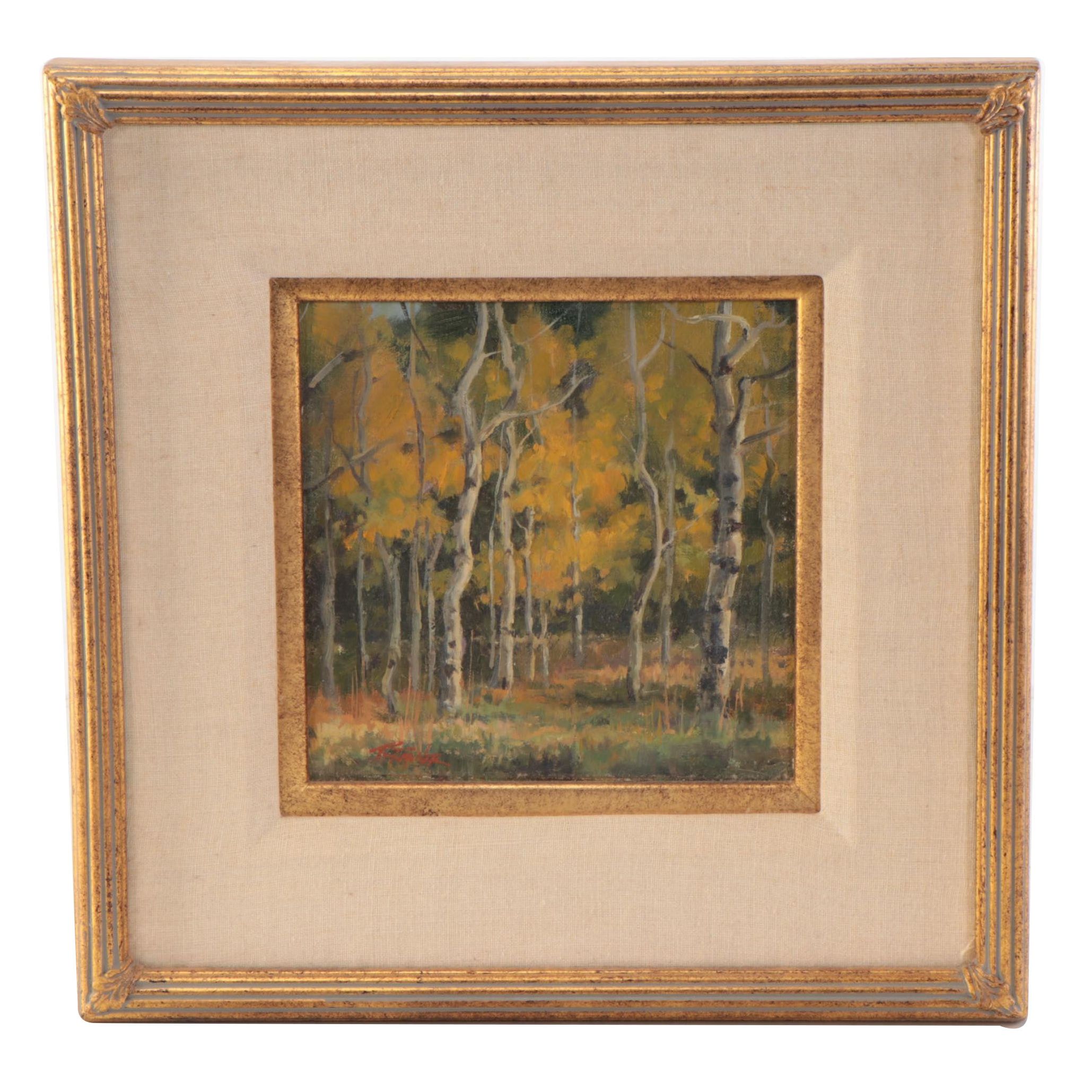 Russ Tanner Landscape Oil Painting "Soon to Be (Turning Aspens)"