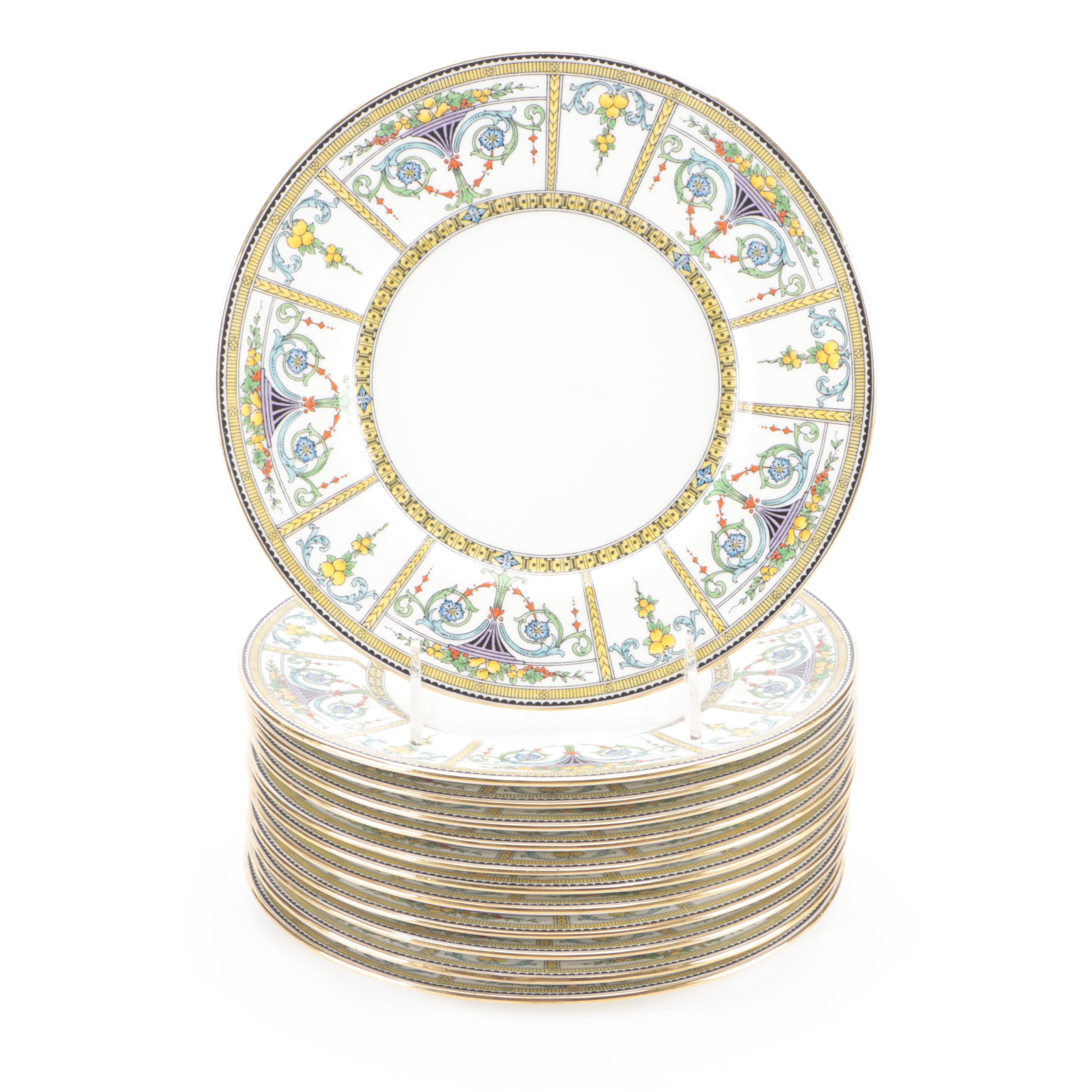 Minton Neoclassical Style Fruit Urn and Swag Bone China Luncheon Plates