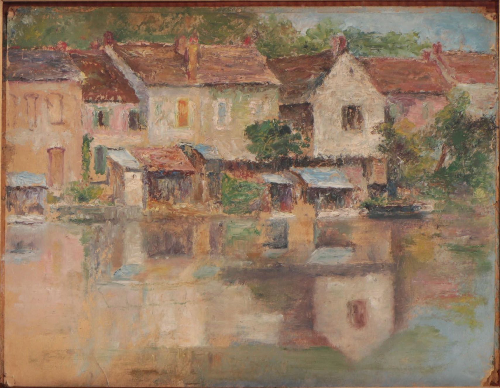 Oil Painting of European Village Scene