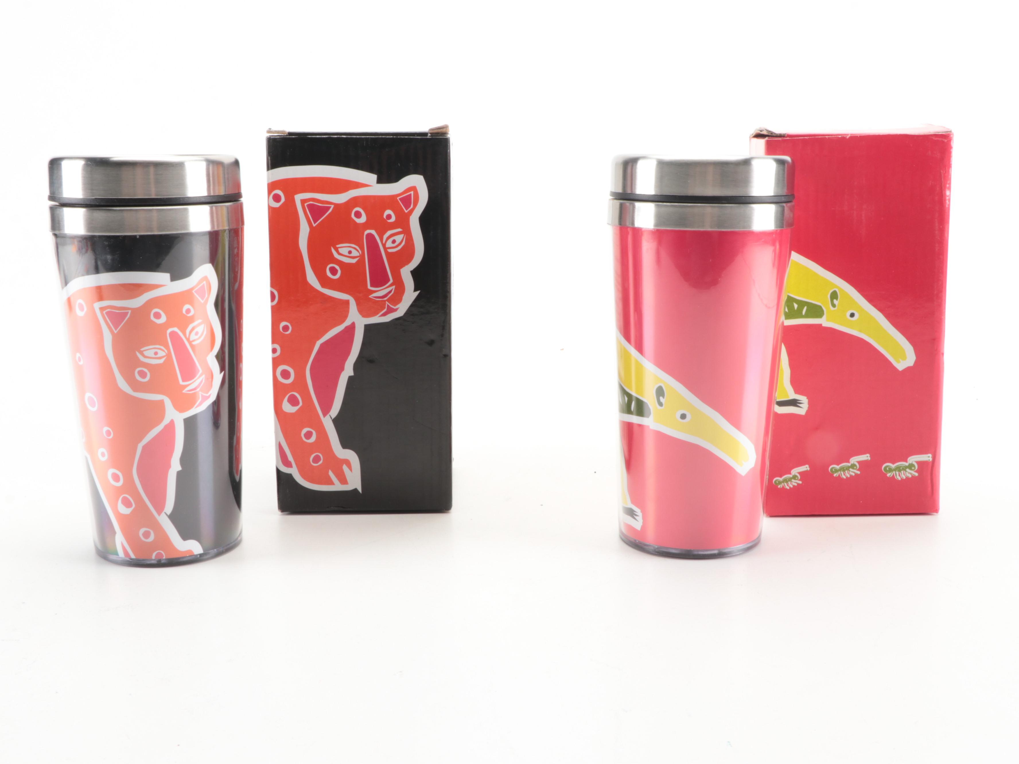 Rosenbaum for Macy's "Brazilian Table" Leopard and Anteater Thermal Travel Mugs