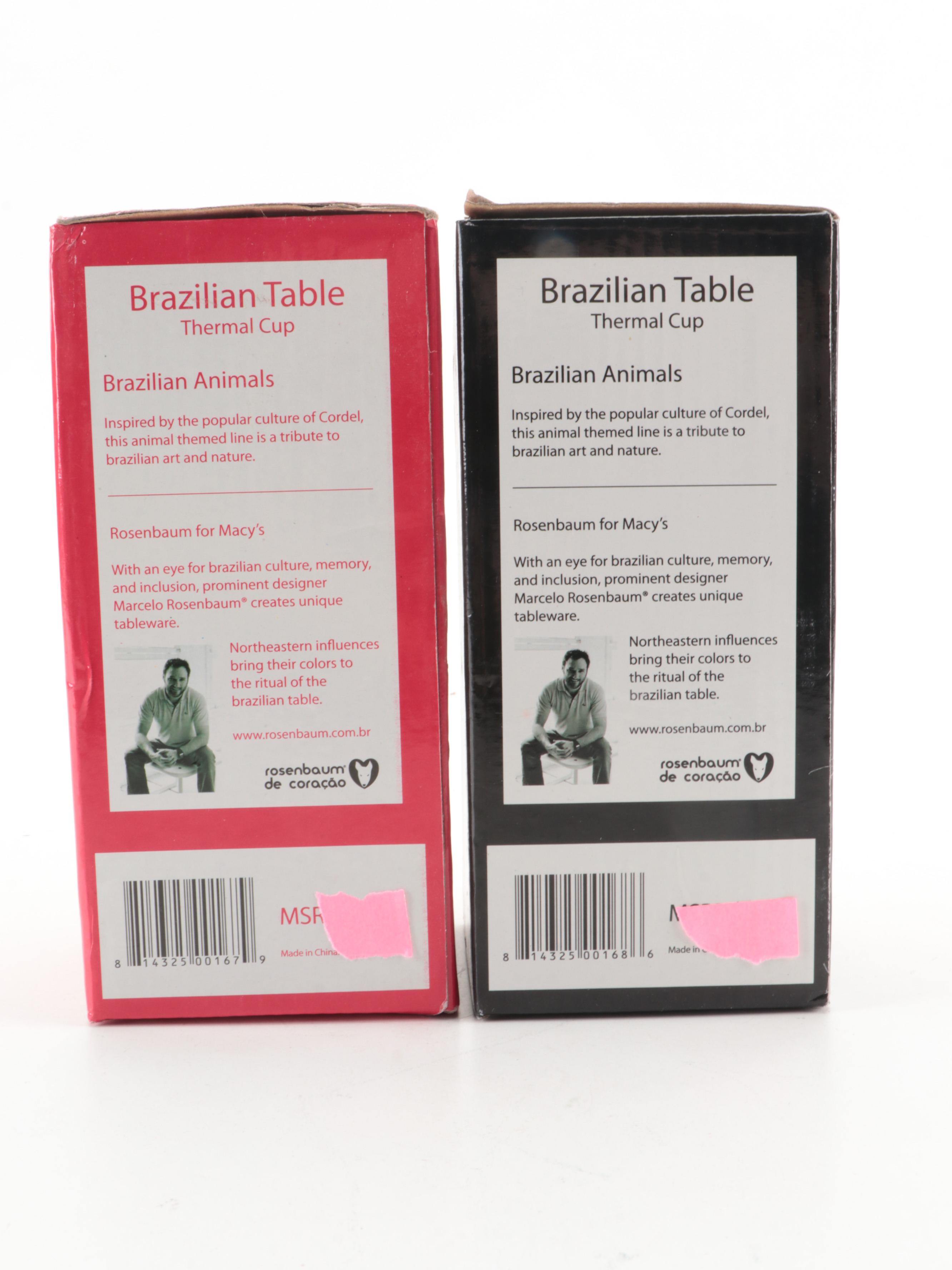 Rosenbaum for Macy's "Brazilian Table" Leopard and Anteater Thermal Travel Mugs