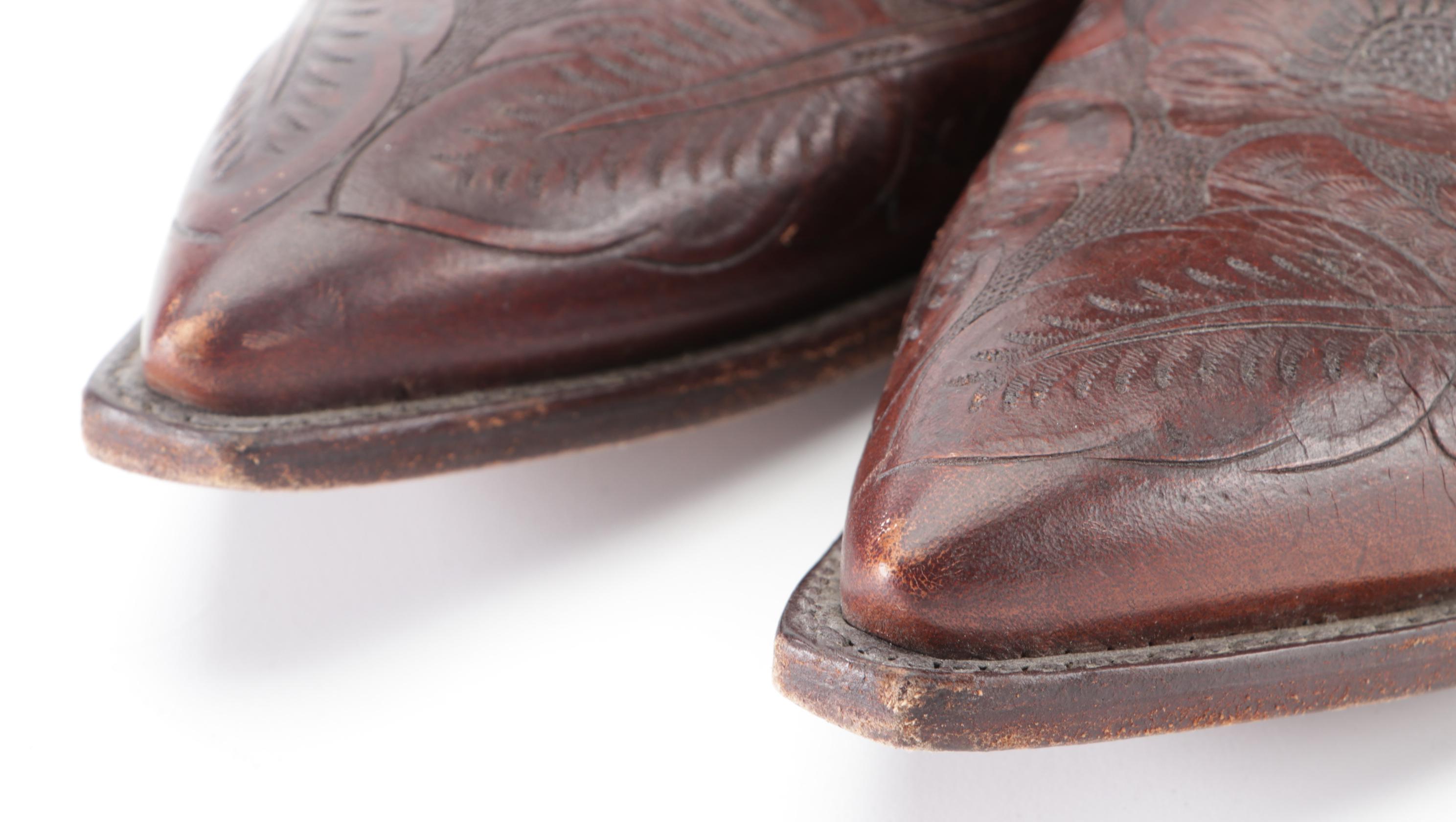 Men's Larry Mahan Tooled Leather Western Boots