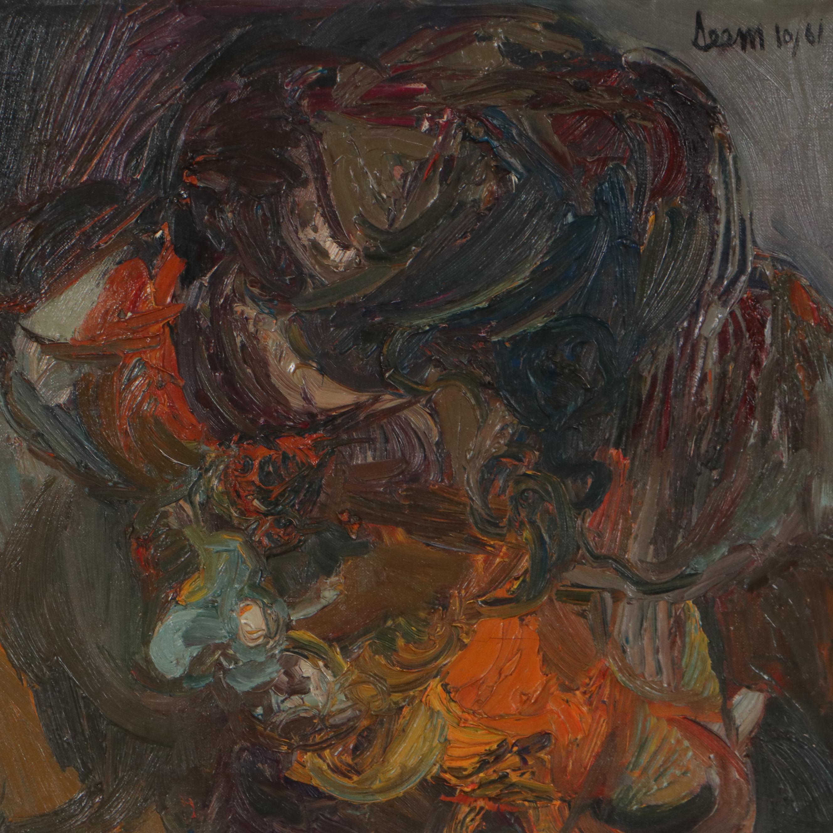 George Deem Abstract Portrait Oil Painting, 1961