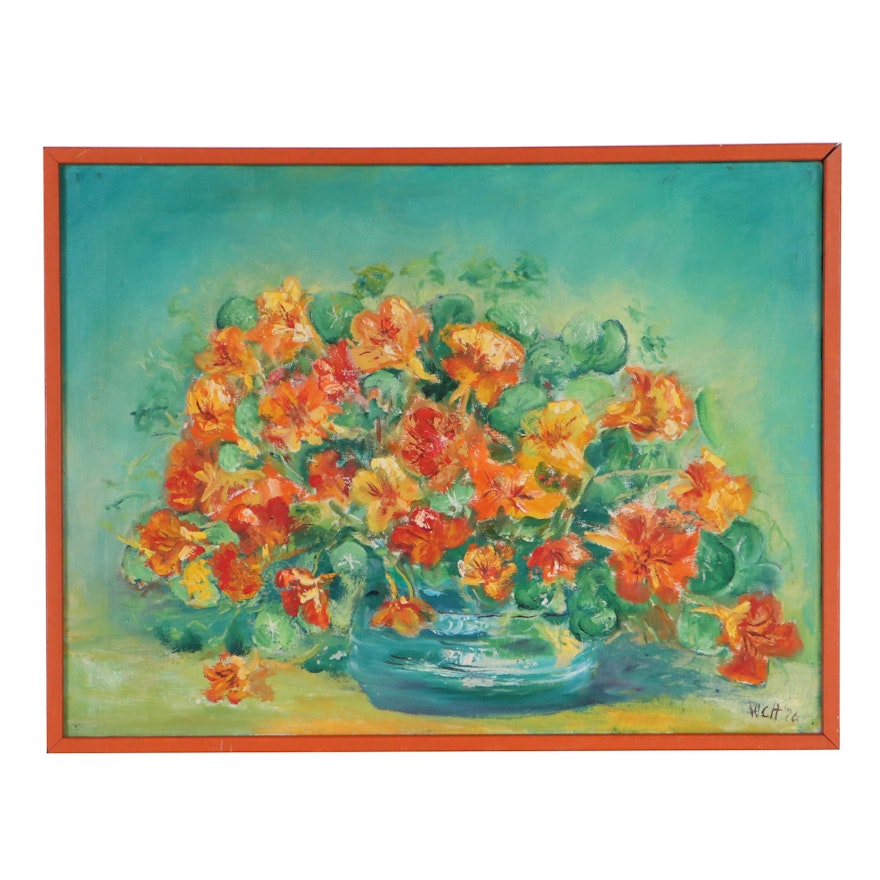 Ruch Floral Still Life Oil Painting, 1976