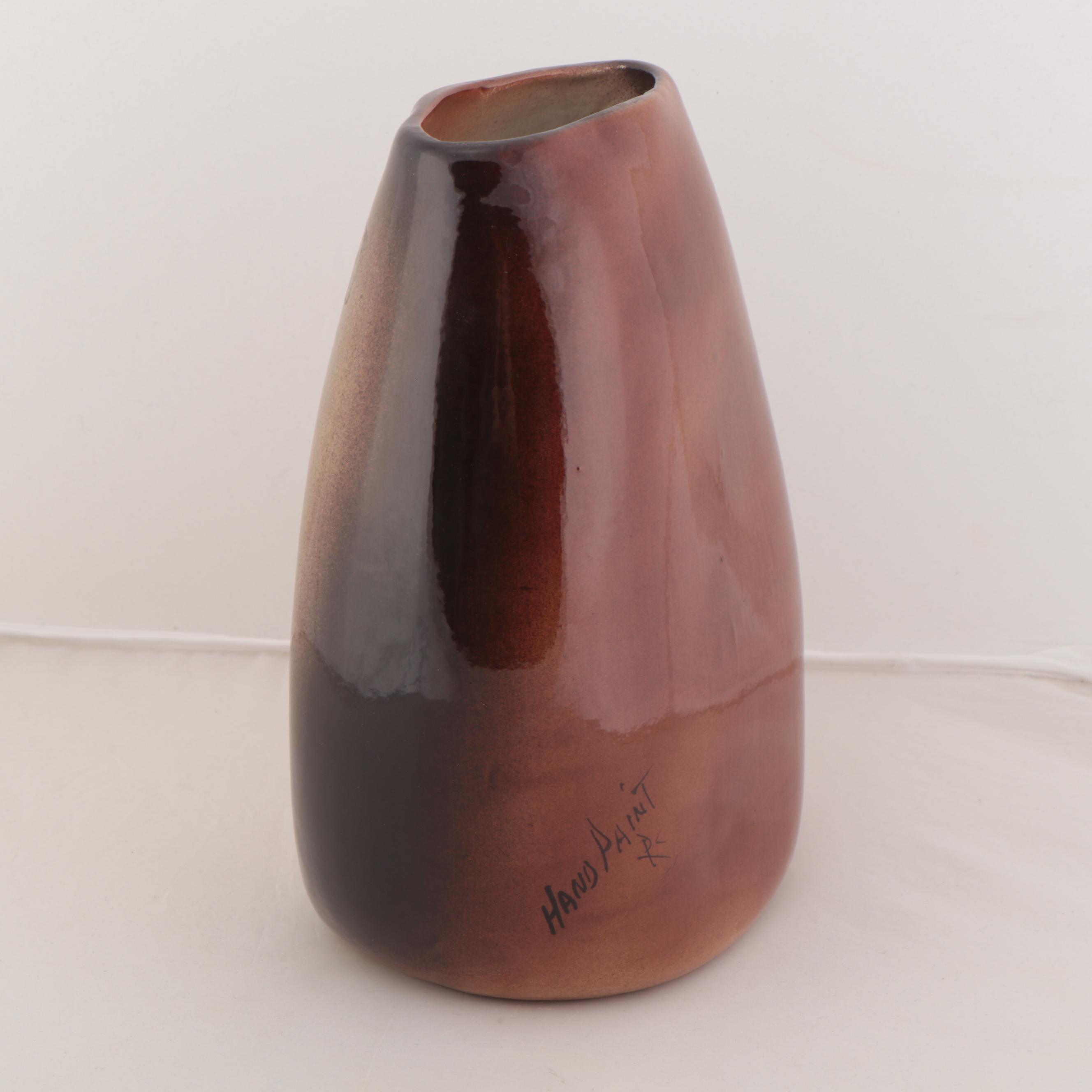 Rick Wisecarver Hand-Painted Wihoa Earthenware Vase, 1997