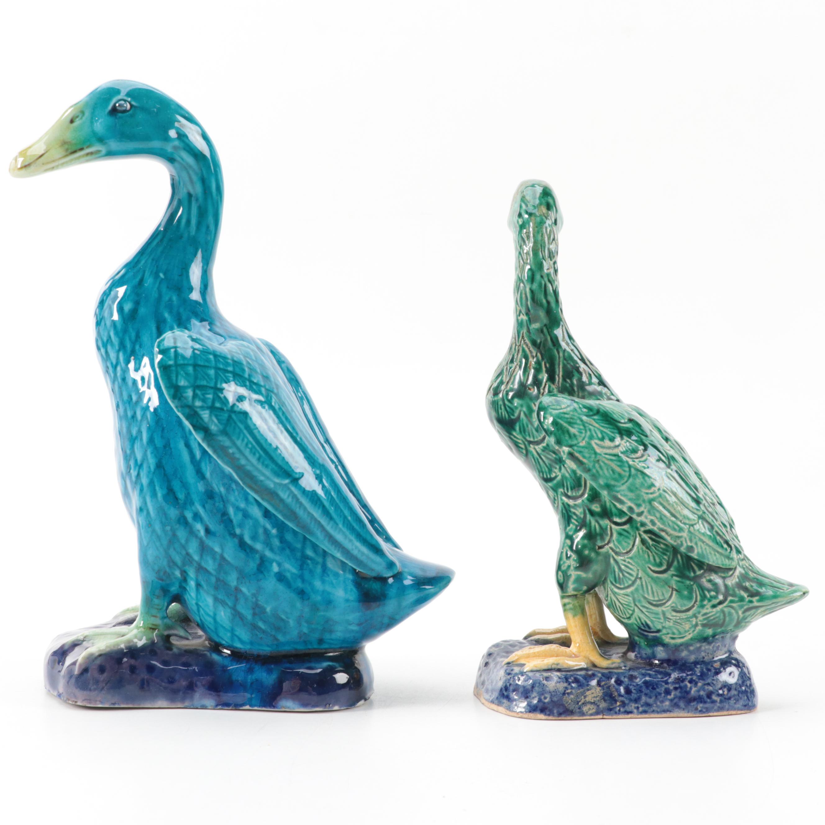 Antique Chinese Porcelain Nanking Ducks, Early 20th Century