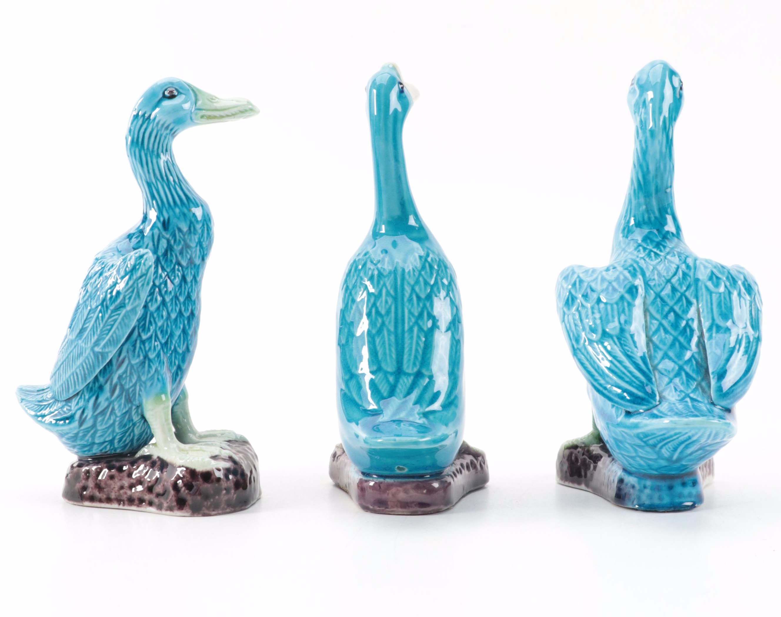 Antique Chinese Porcelain Nanking Ducks, Early 20th Century