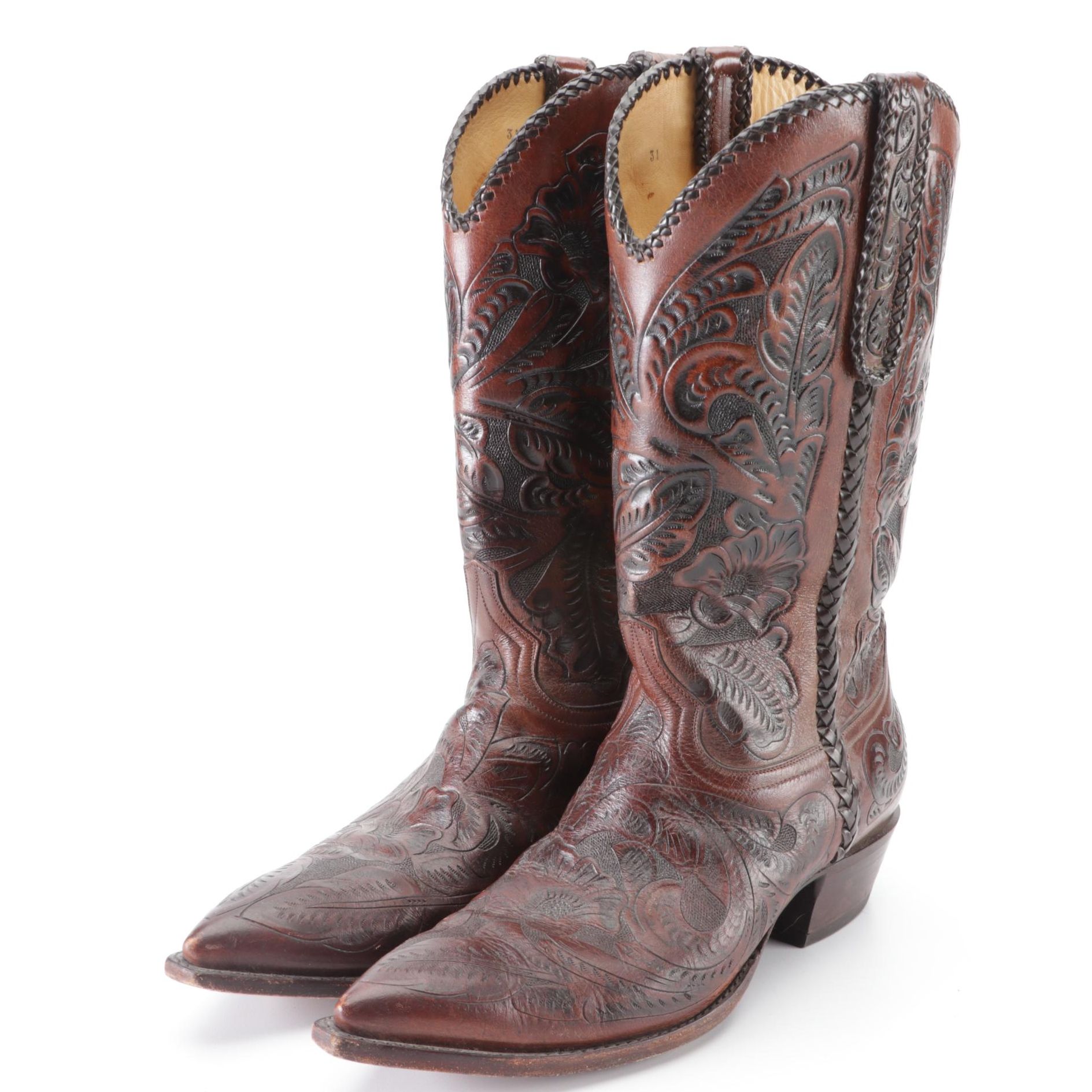 Men's Larry Mahan Tooled Leather Western Boots