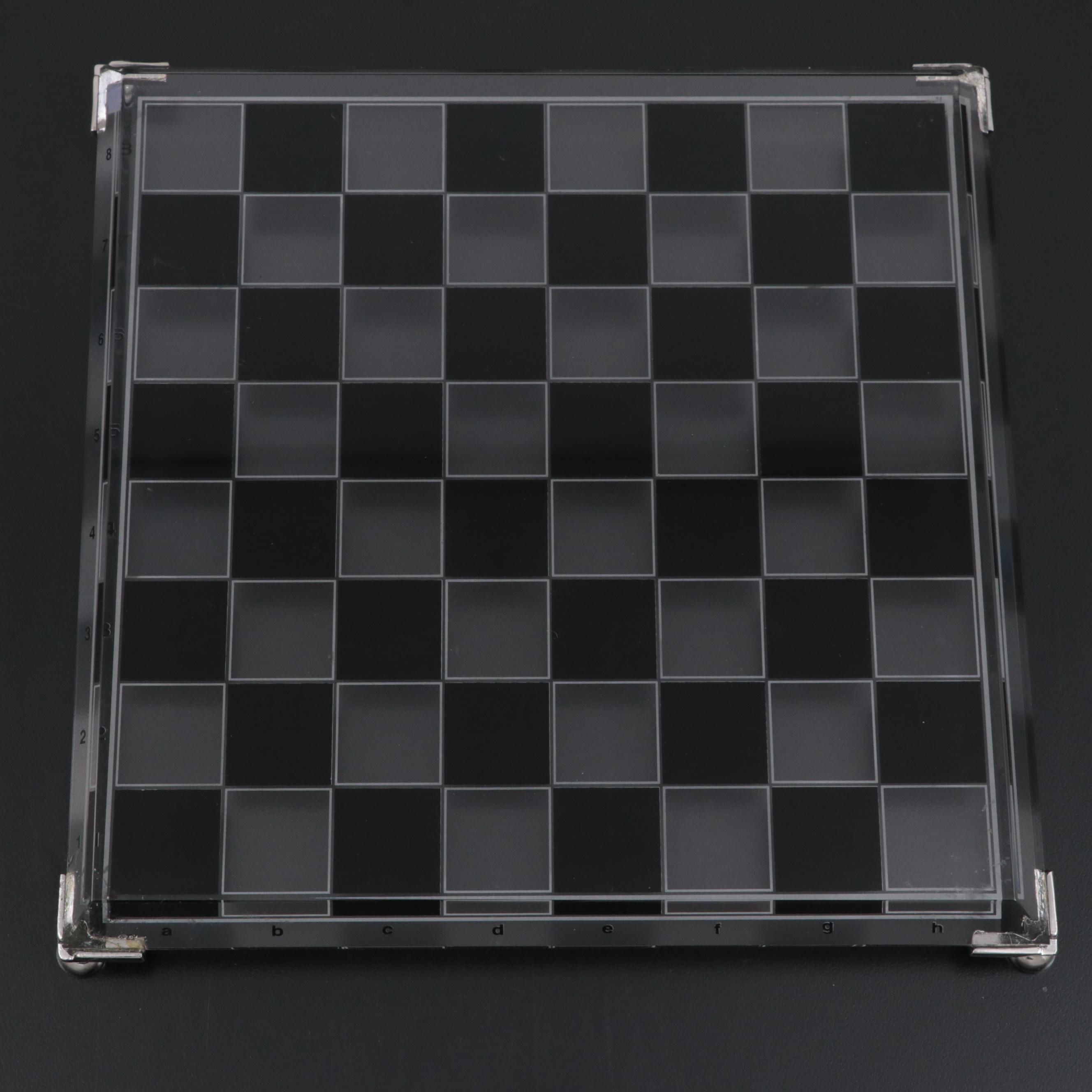 24K Gold Plate, Silver Plate and Crystal Chess Set Crystal Chess Board