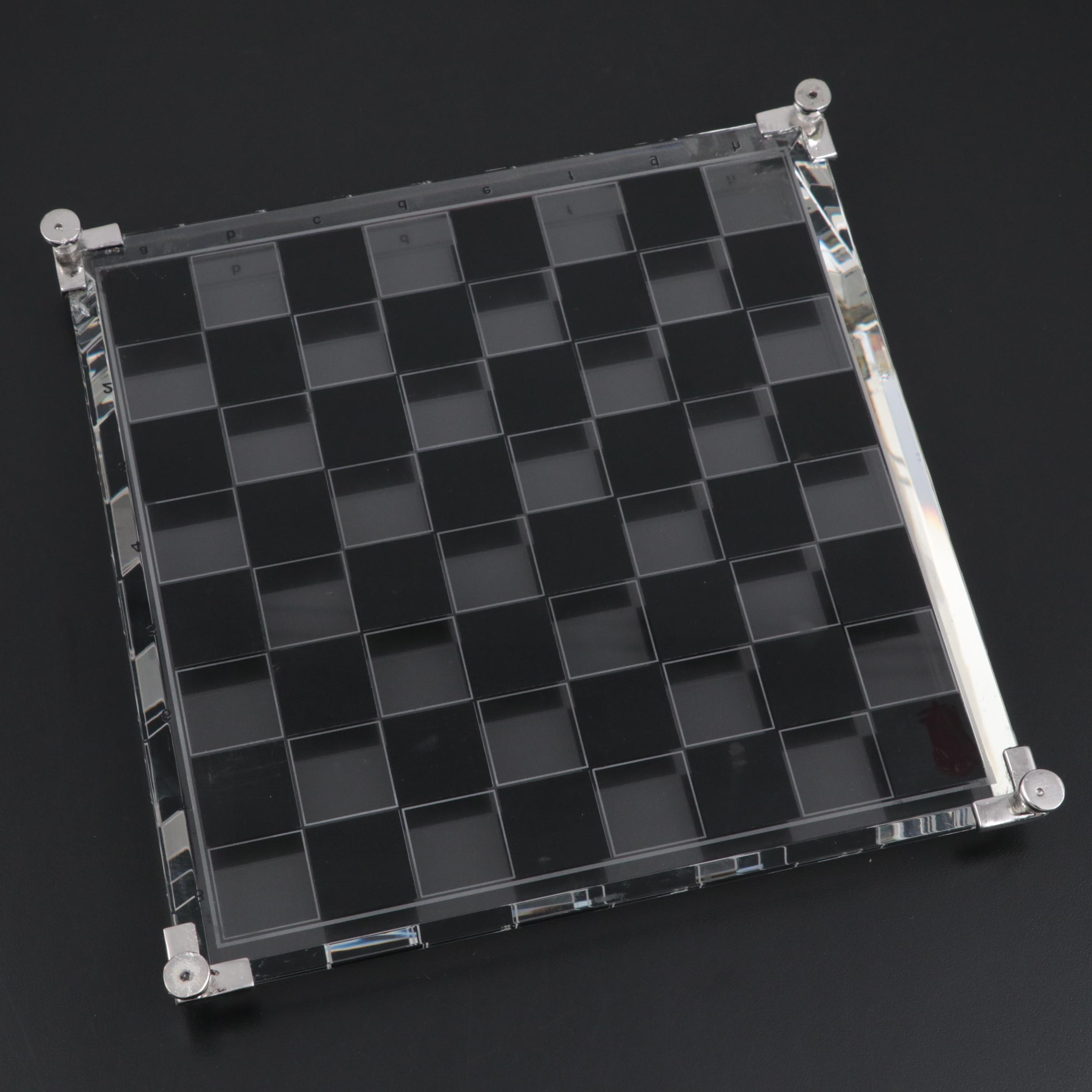 24K Gold Plate, Silver Plate and Crystal Chess Set Crystal Chess Board