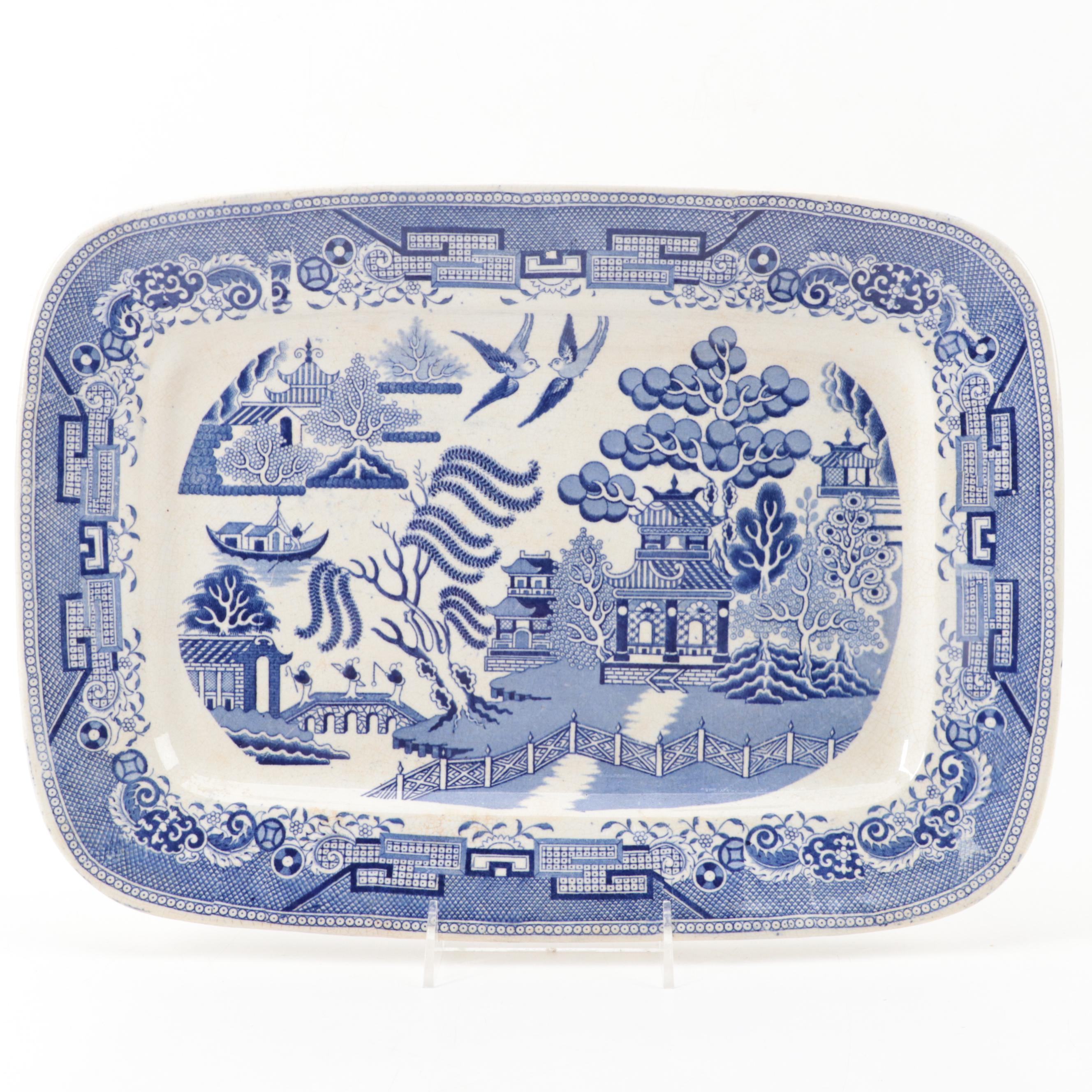 Old Hall and Buffalo Pottery "Blue Willow" Earthenware Platters
