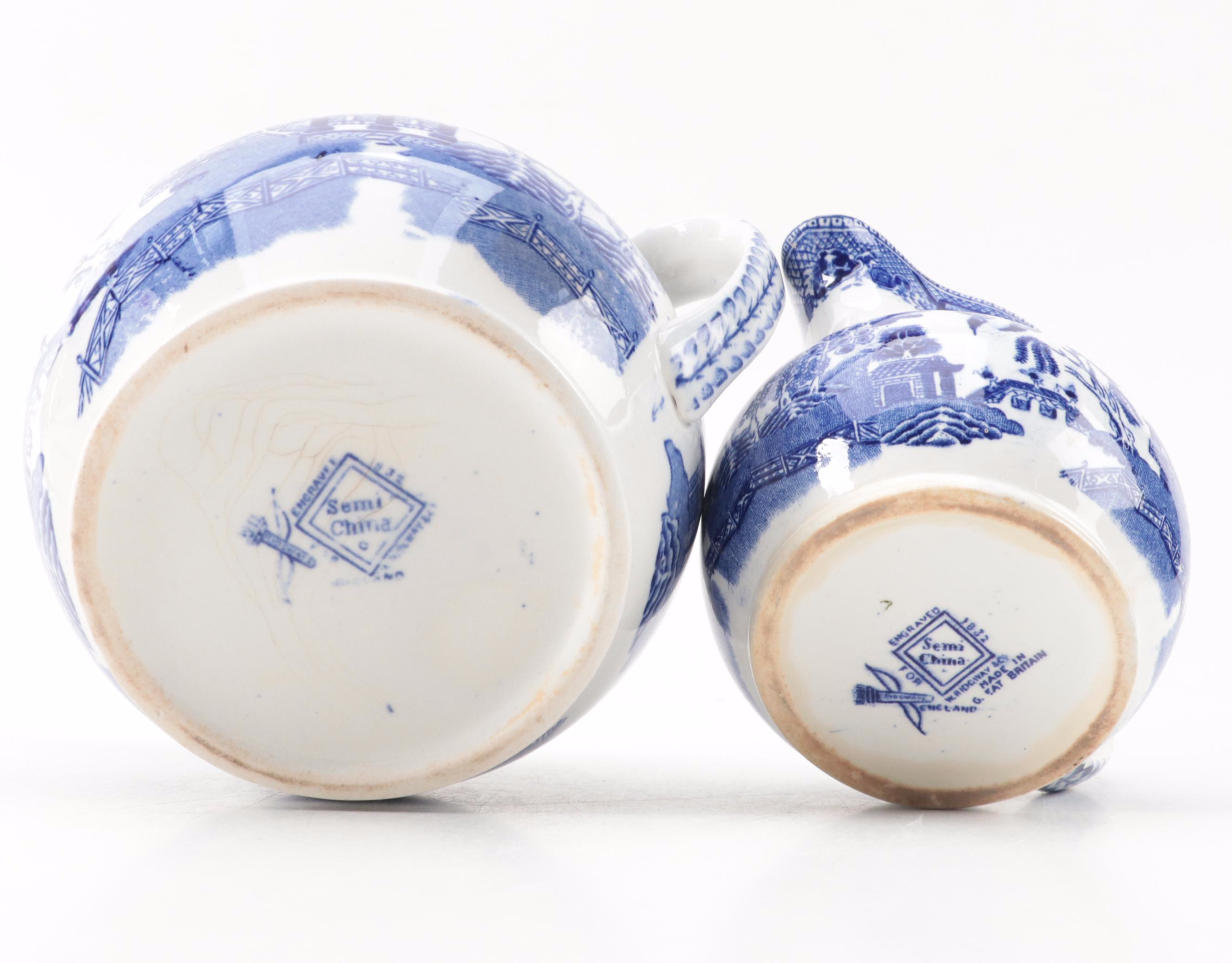 Wedgwood "Willow Blue" Tureen with Other English Blue Willow Tableware