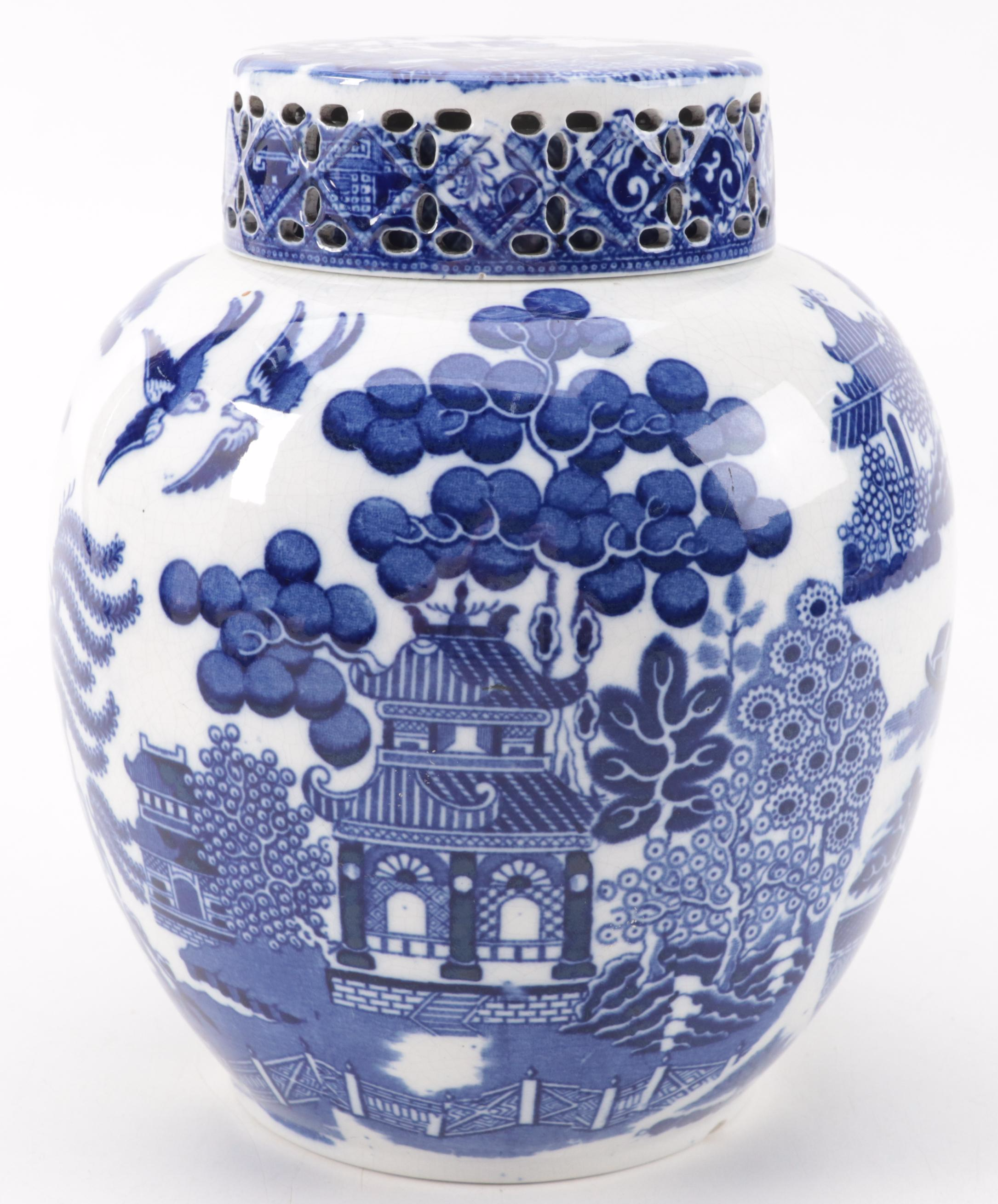 Wedgwood "Willow Blue" Tureen with Other English Blue Willow Tableware