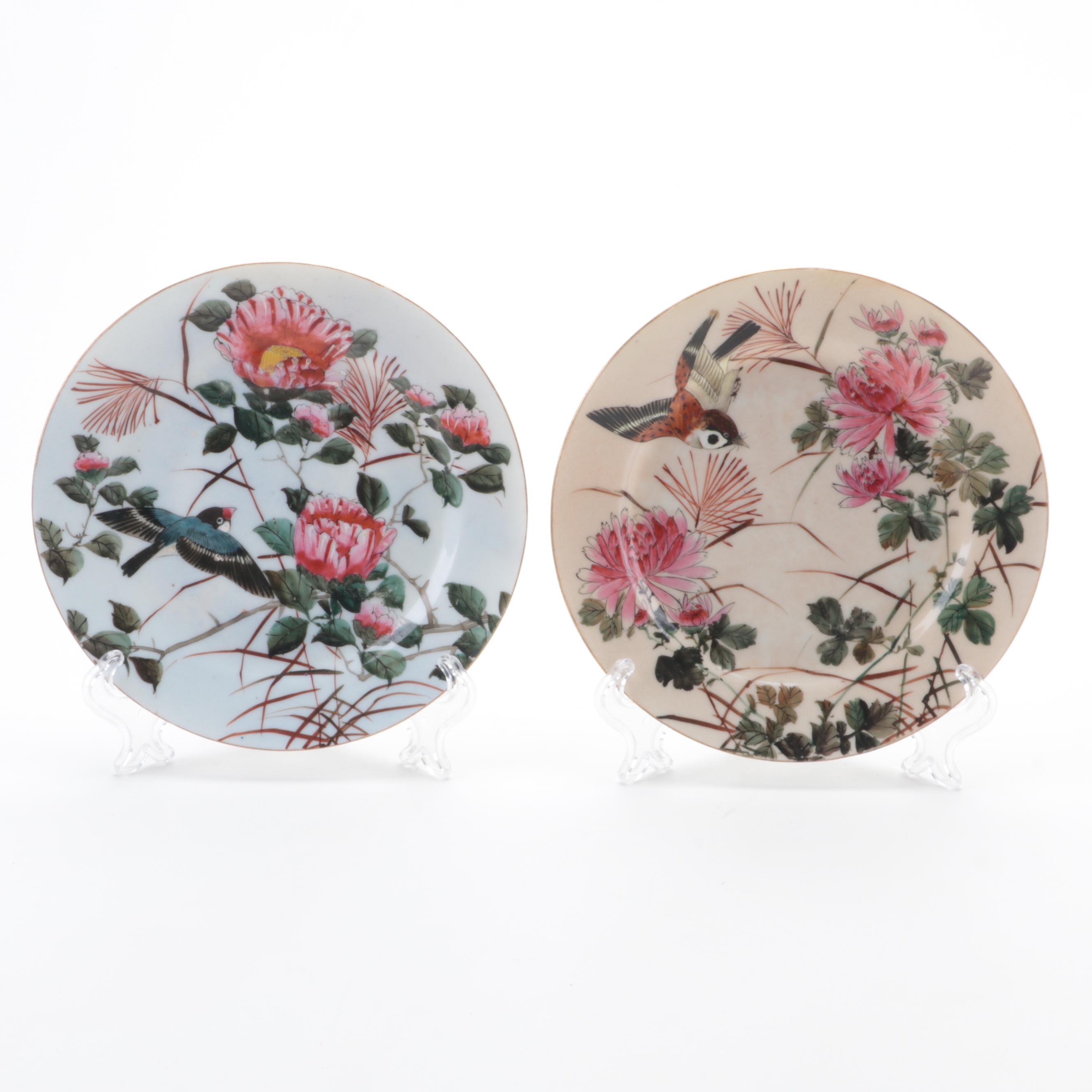 Japanese Yokohama Export Kutani Hand-Painted Porcelain Plates