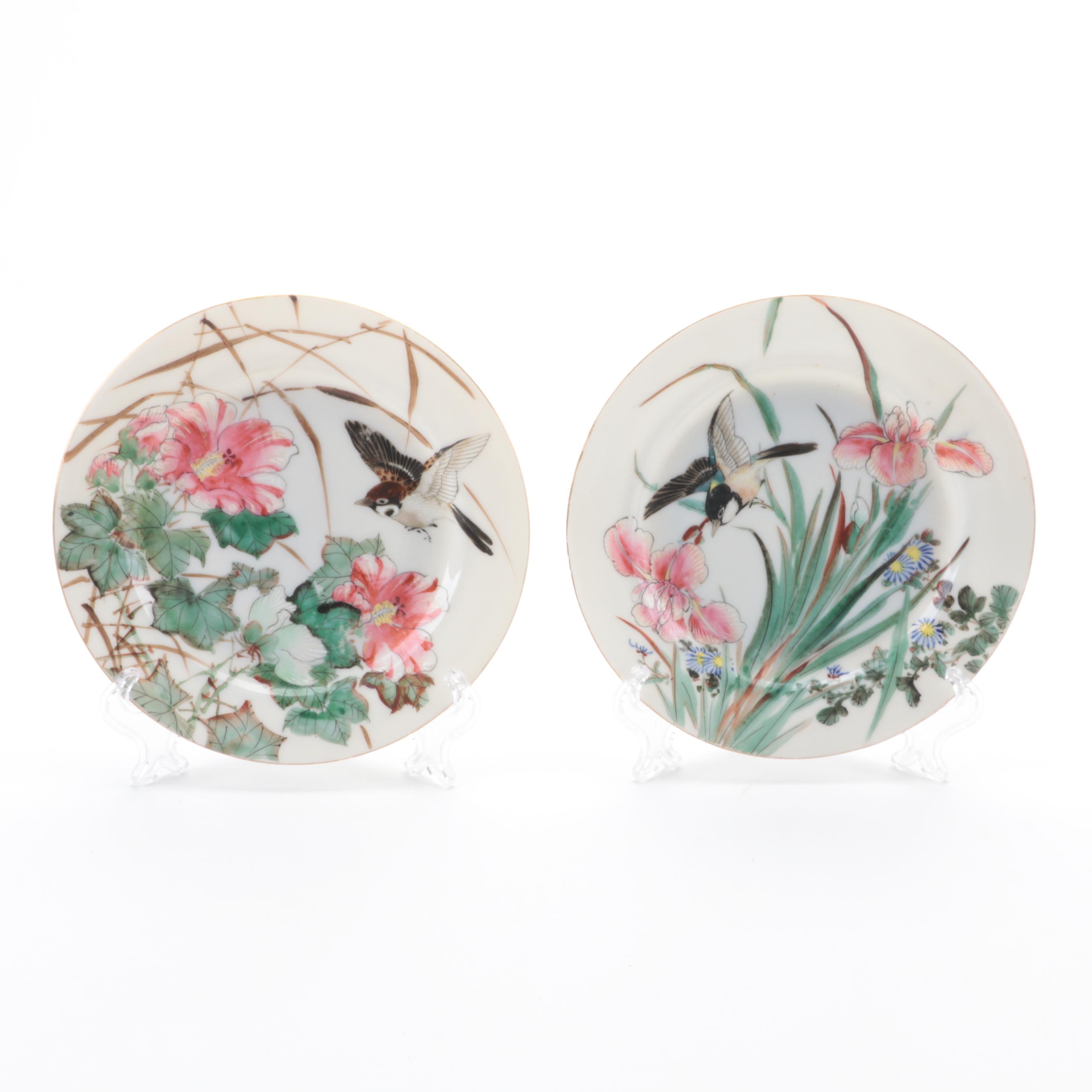 Japanese Yokohama Export Kutani Hand-Painted Porcelain Plates