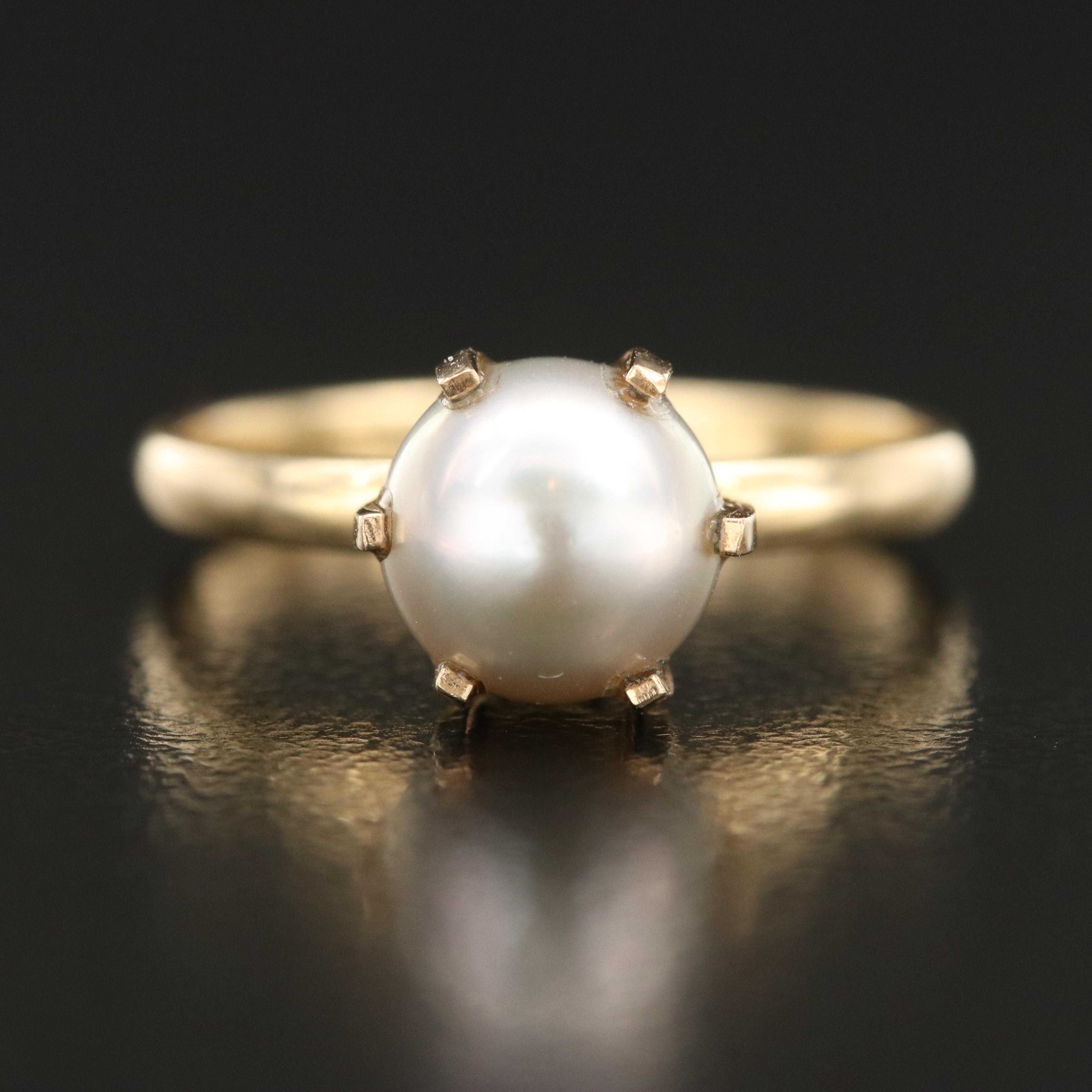14K Pearl Solitaire Ring