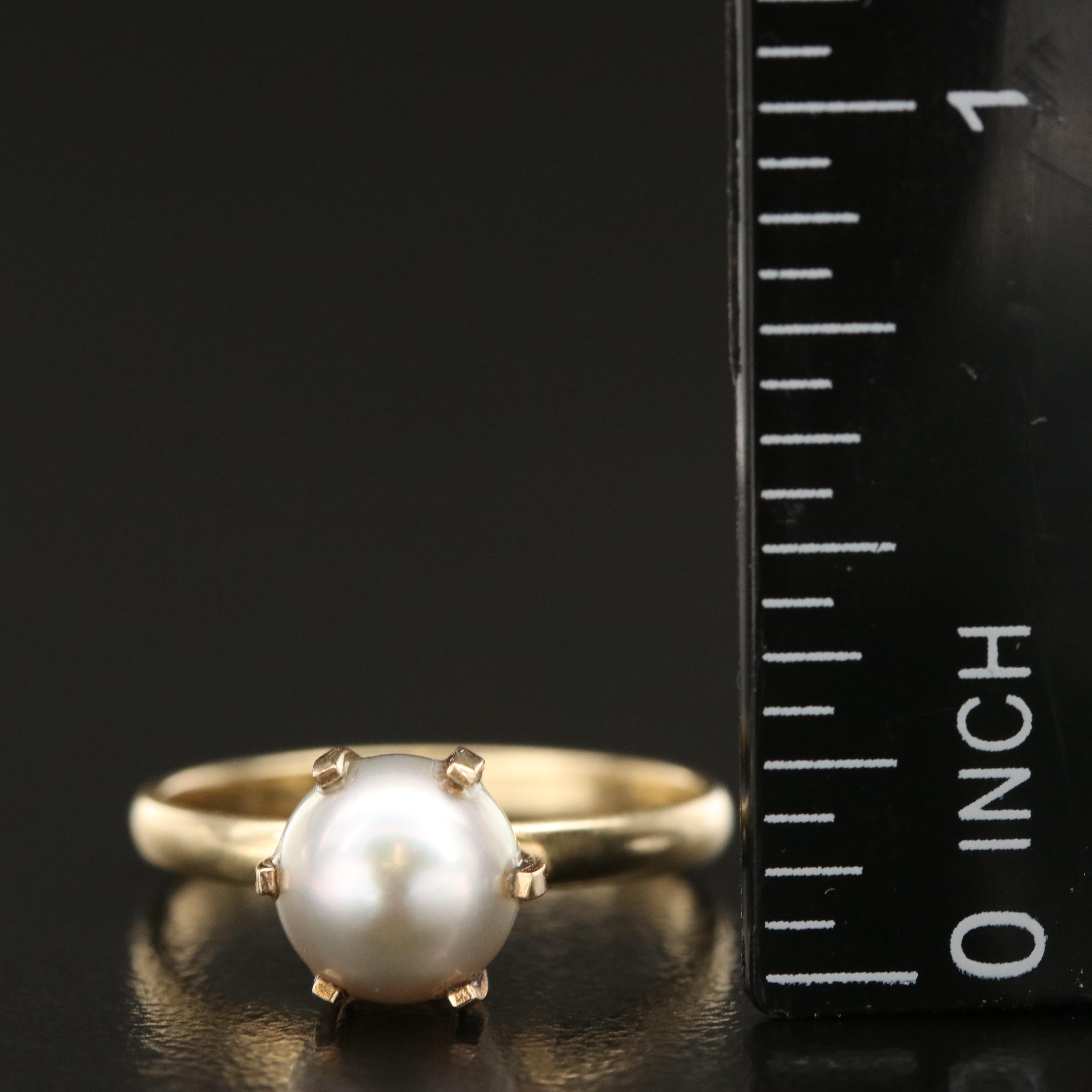 14K Pearl Solitaire Ring