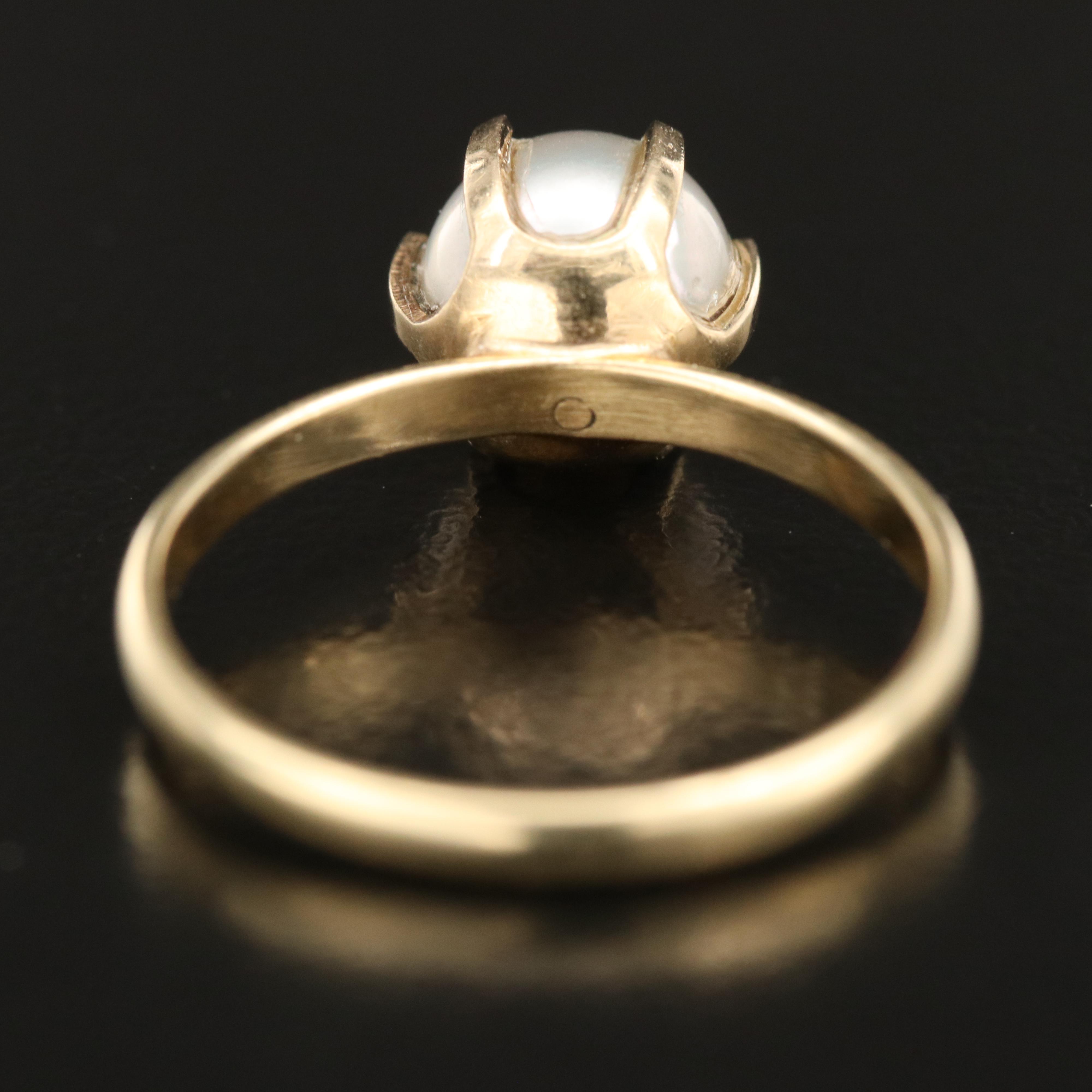 14K Pearl Solitaire Ring