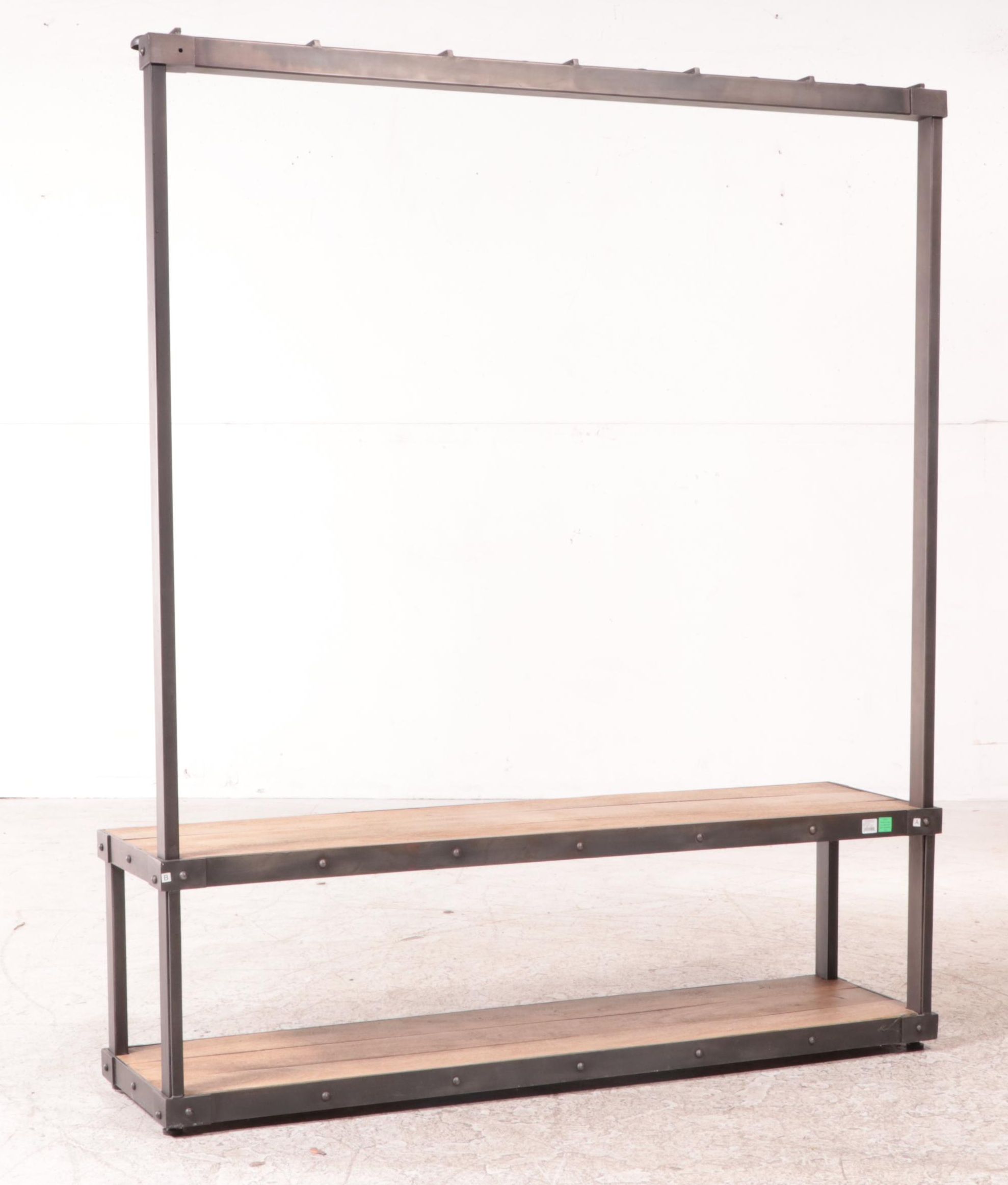 Restoration Hardware Iron and Slatted Wood Coat Rack Bench