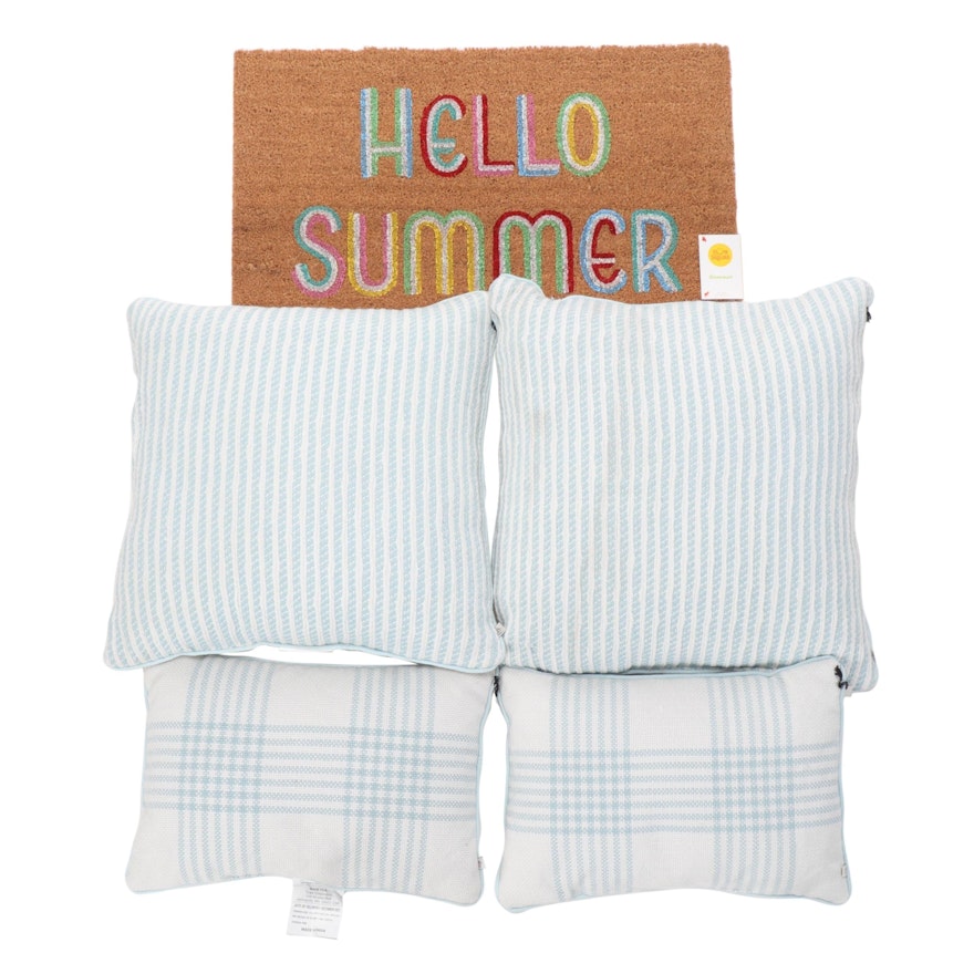 Hearth & Hand Decorative Pillows with "Hello Summer" Sun Squad Door Mat