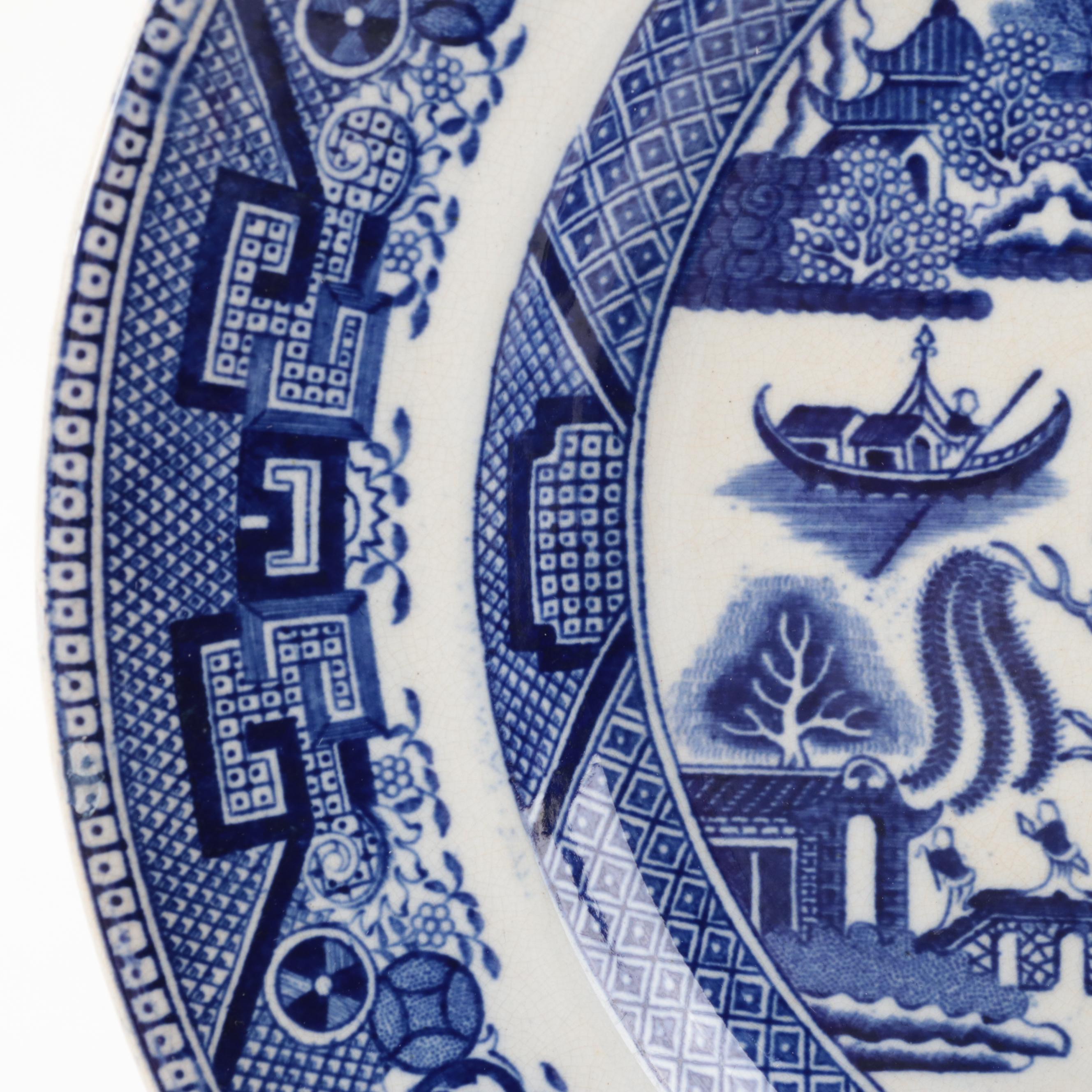 Ridgways and Other Blue Willow Transferware Dinnerware, Late 19th/Early 20th C.