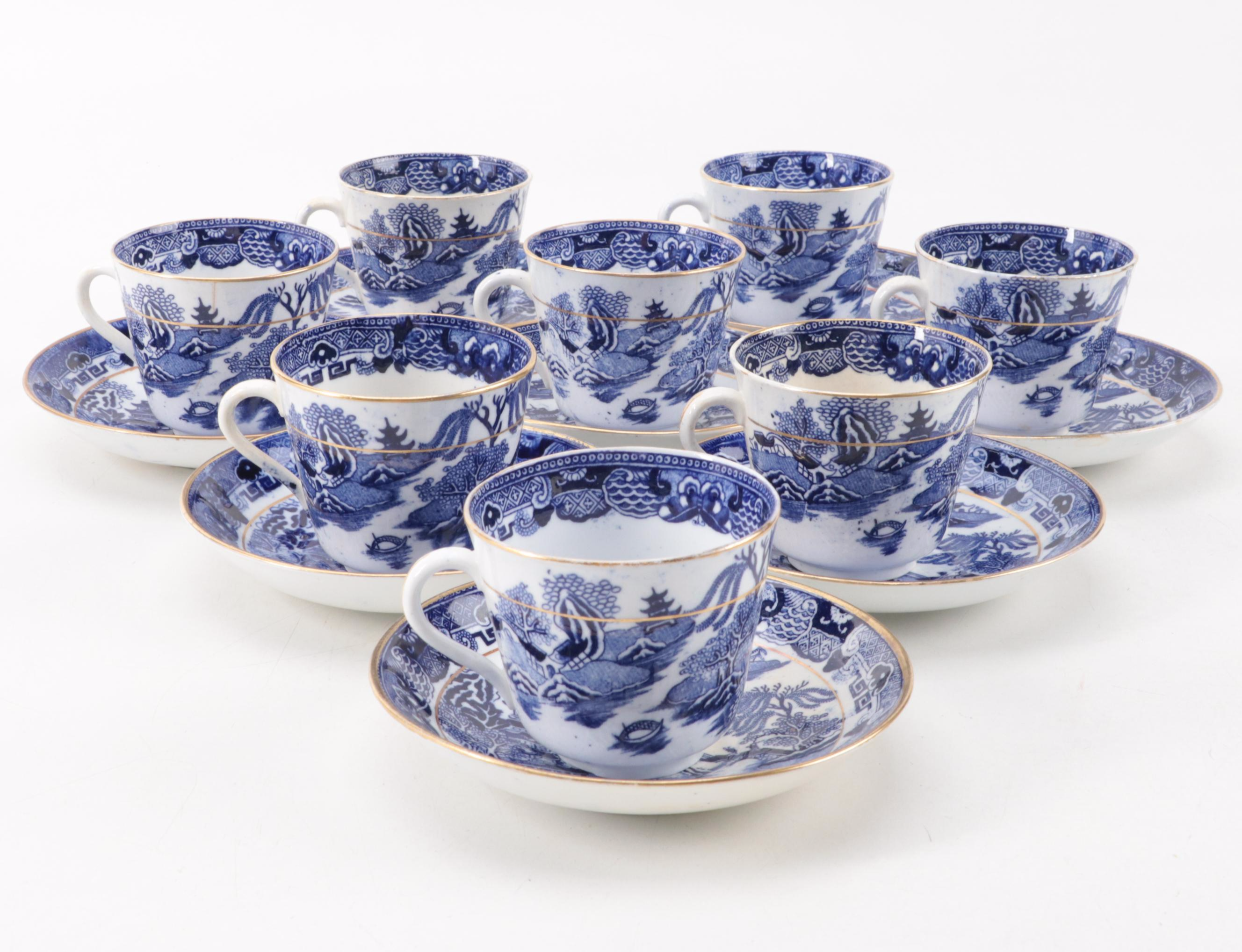 Ridgways and Other Blue Willow Transferware Dinnerware, Late 19th/Early 20th C.