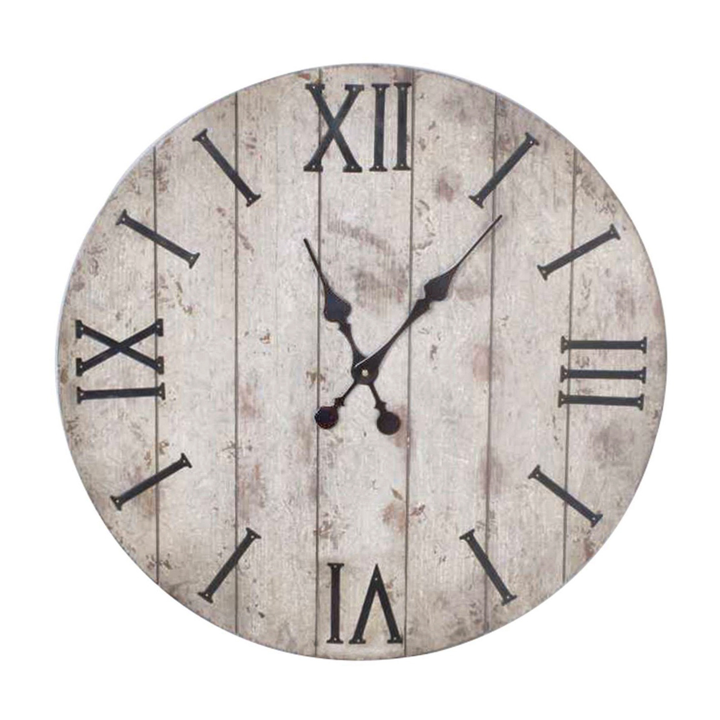 Threshold Wall Clock in Rustic Weathered Wood Finish