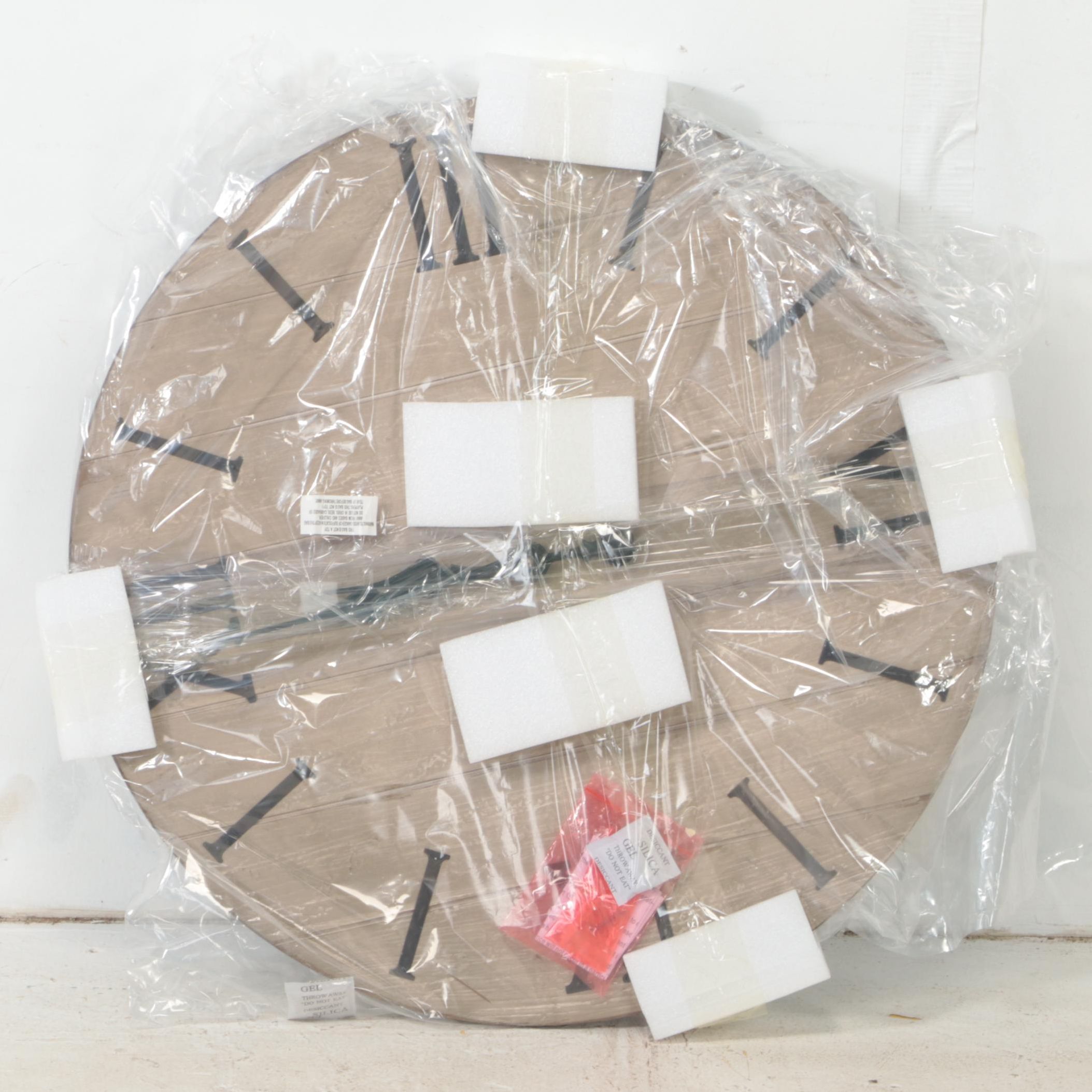 Threshold Wall Clock in Rustic Weathered Wood Finish