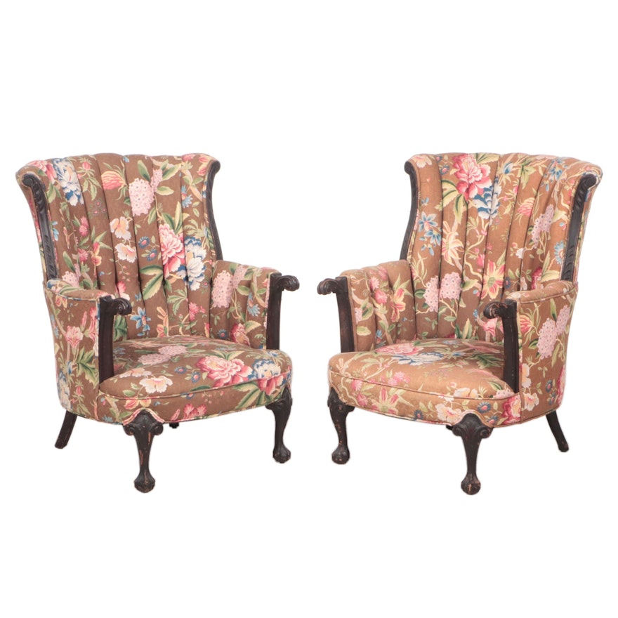 Pair of Chippendale Style Channel-Back Armchairs, Mid-20th Century