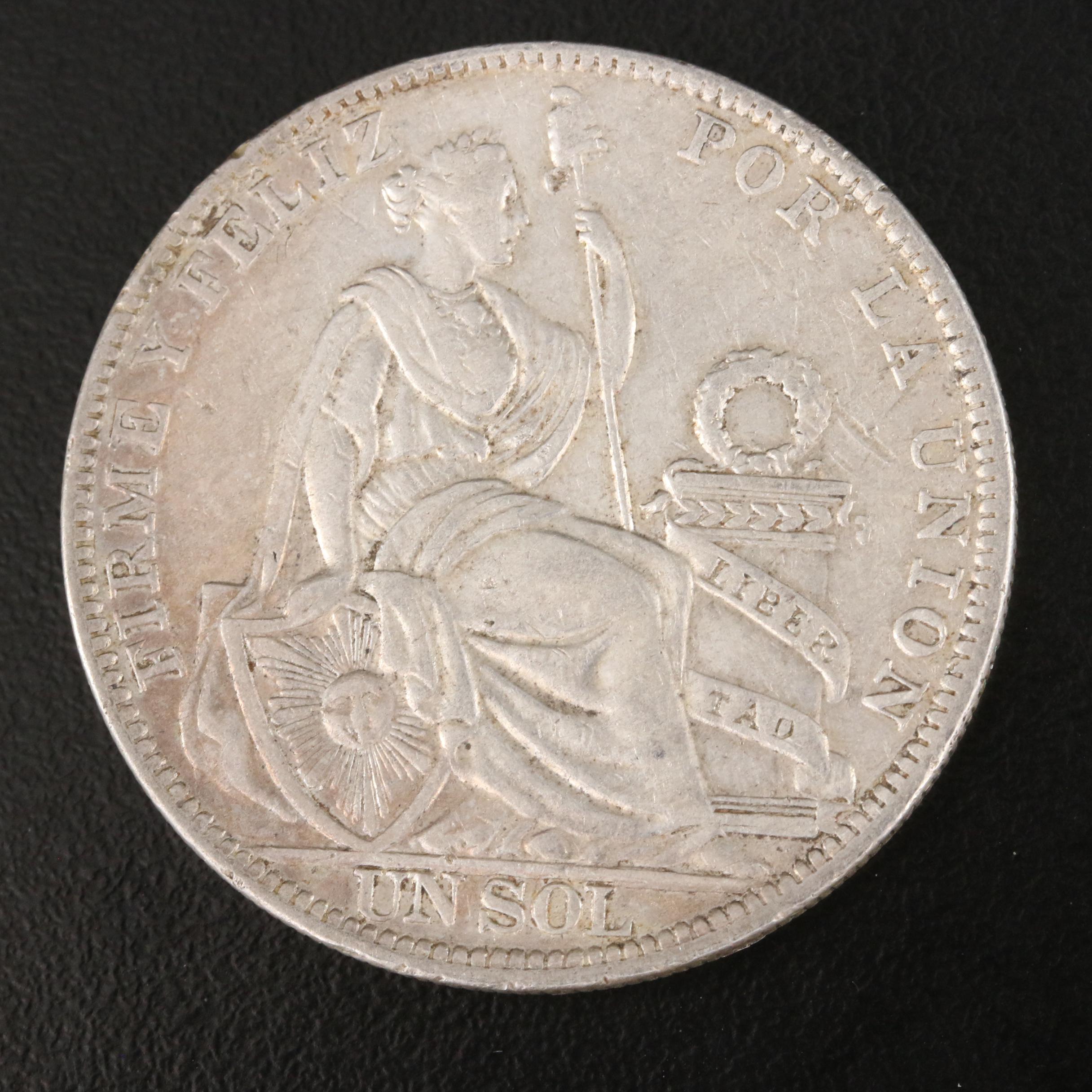 1924 Peru 1-Sol Silver Coin