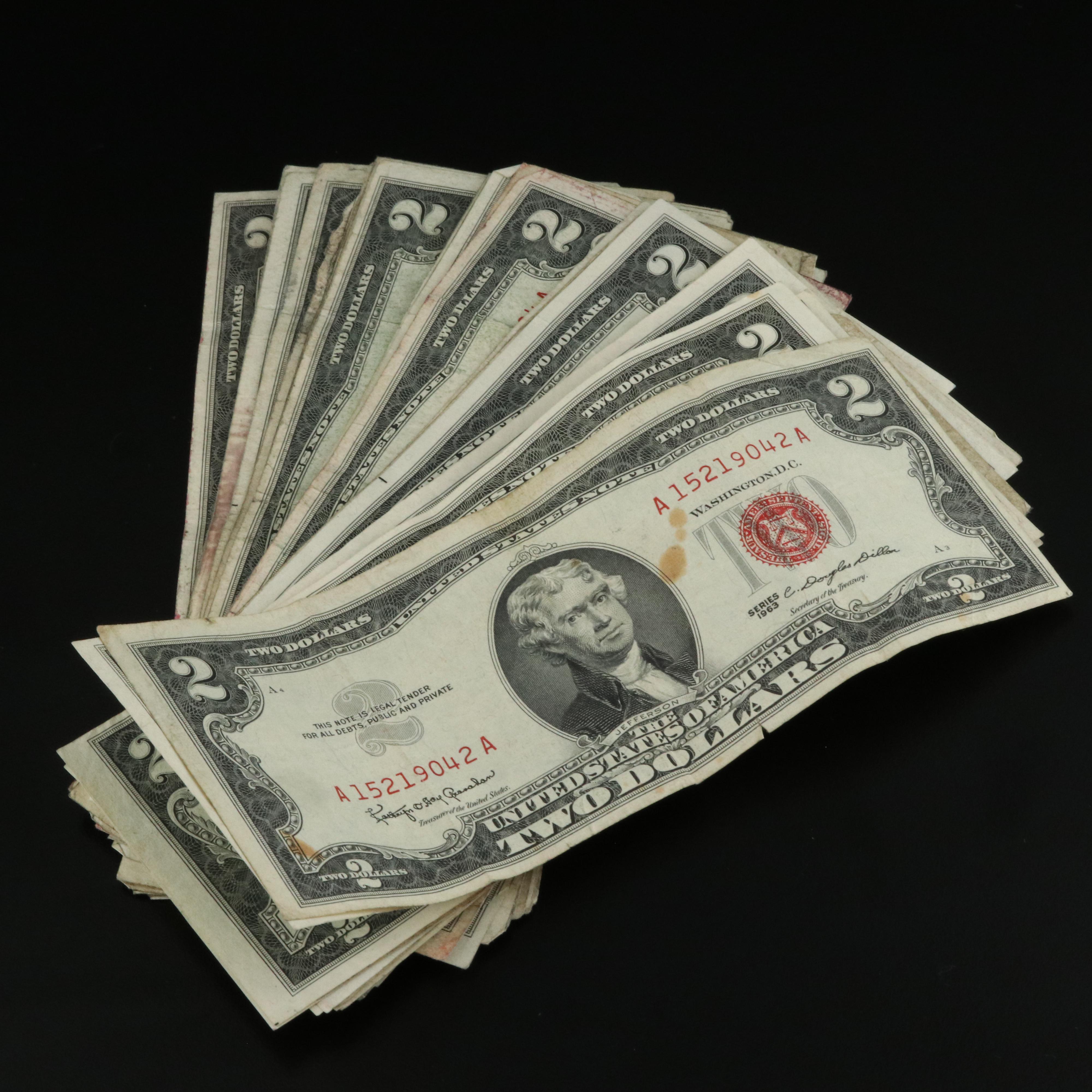 Thirty $2 United States Notes Ranging from 1953-1963