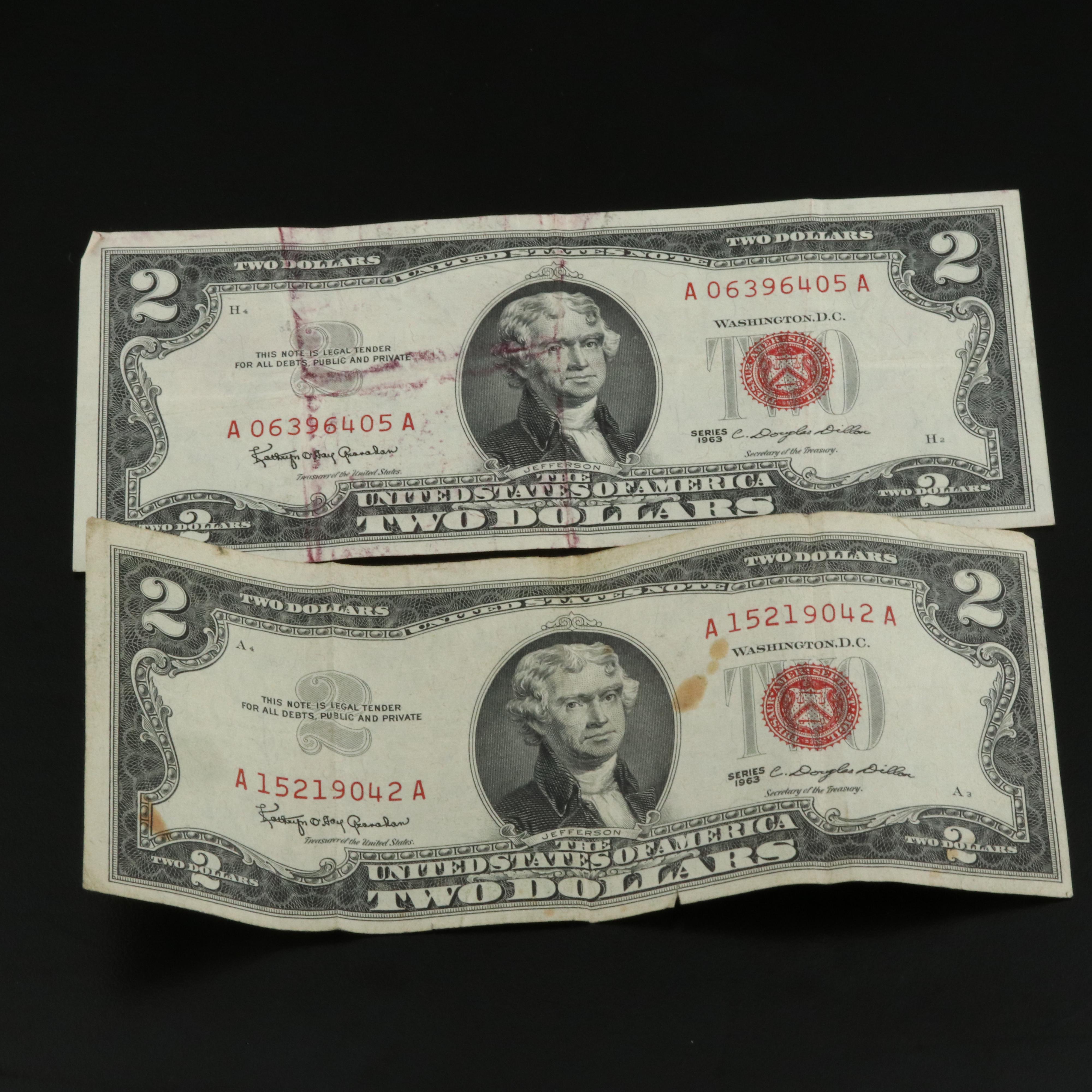 Thirty $2 United States Notes Ranging from 1953-1963