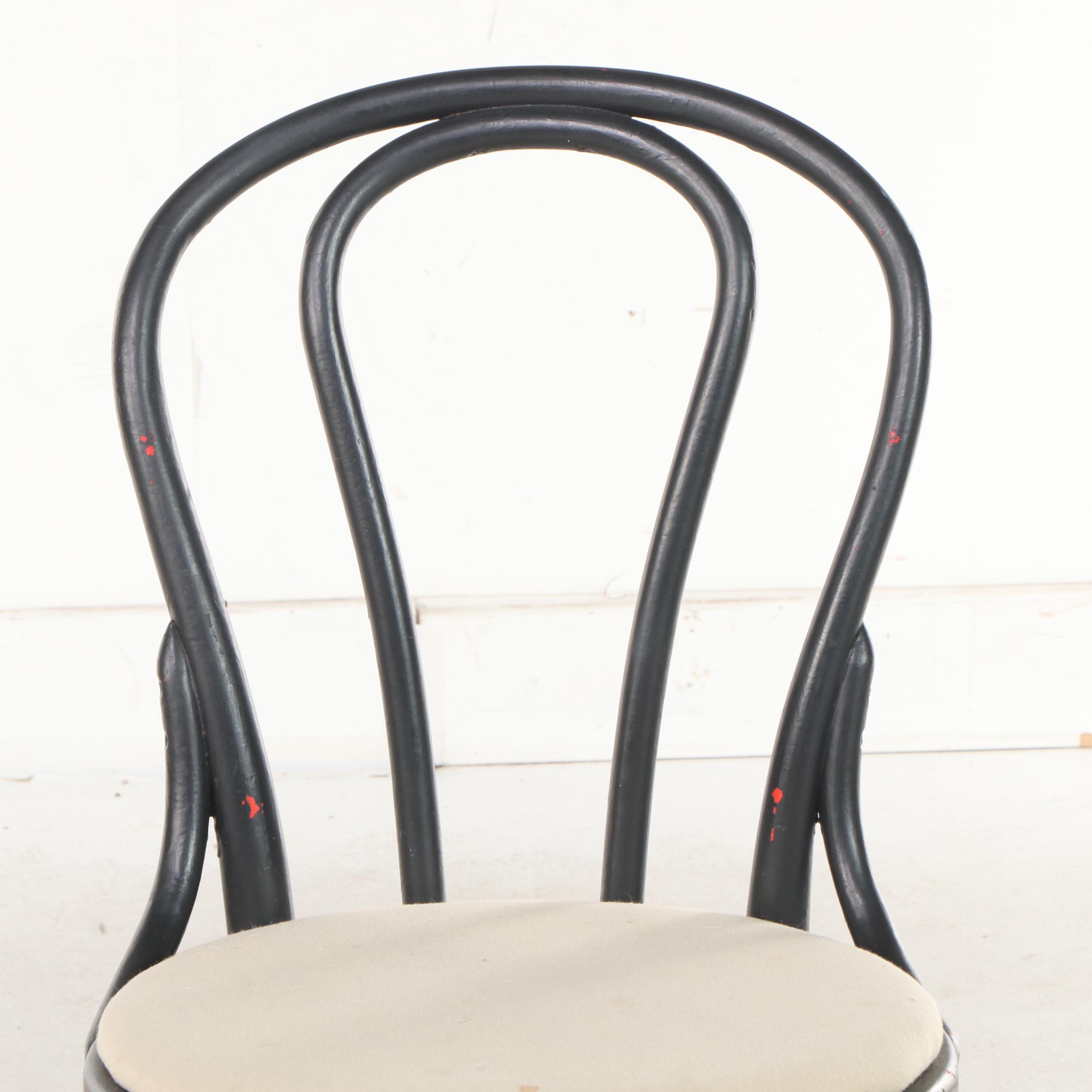 Four Thonet Style Painted Bentwood Bistro Chairs