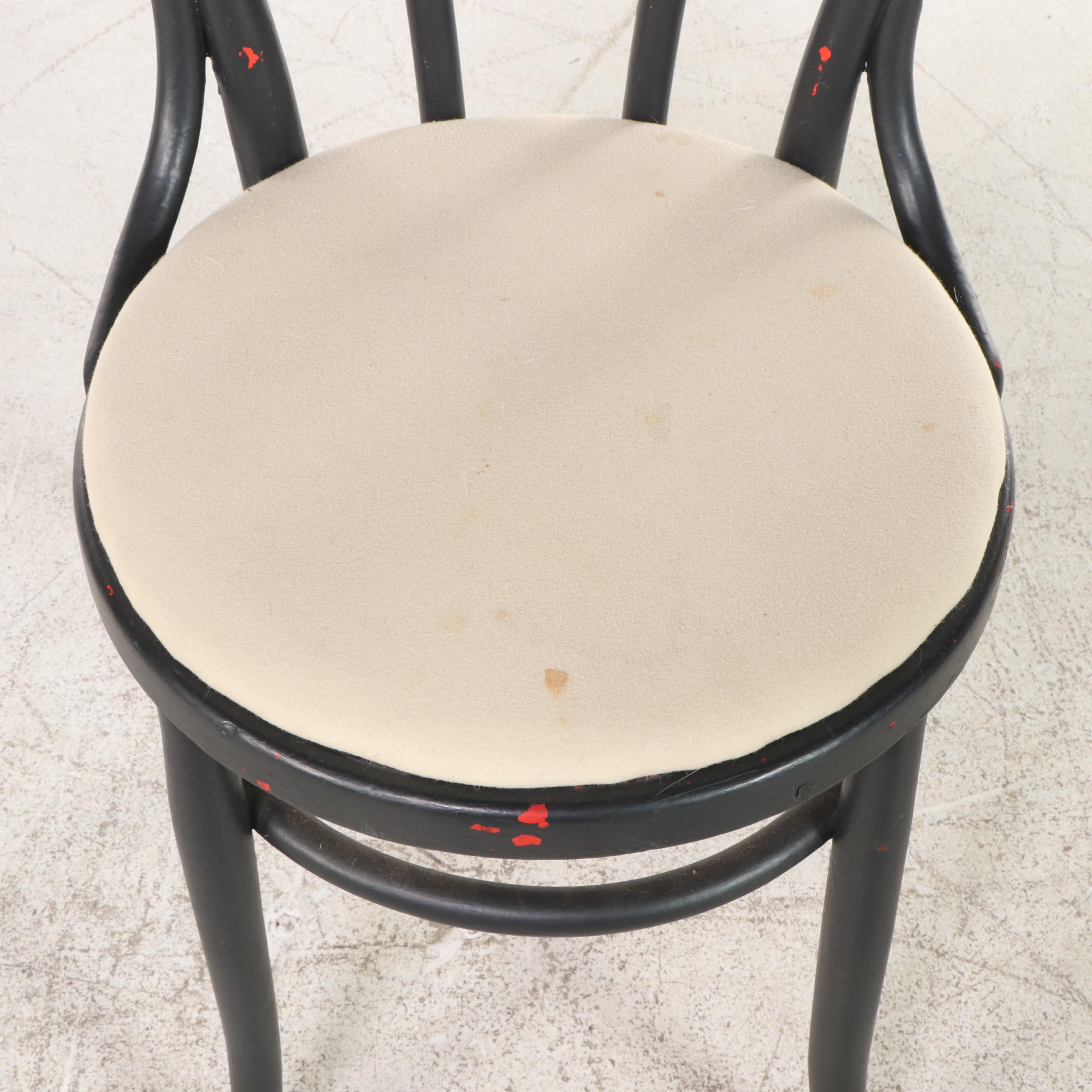 Four Thonet Style Painted Bentwood Bistro Chairs