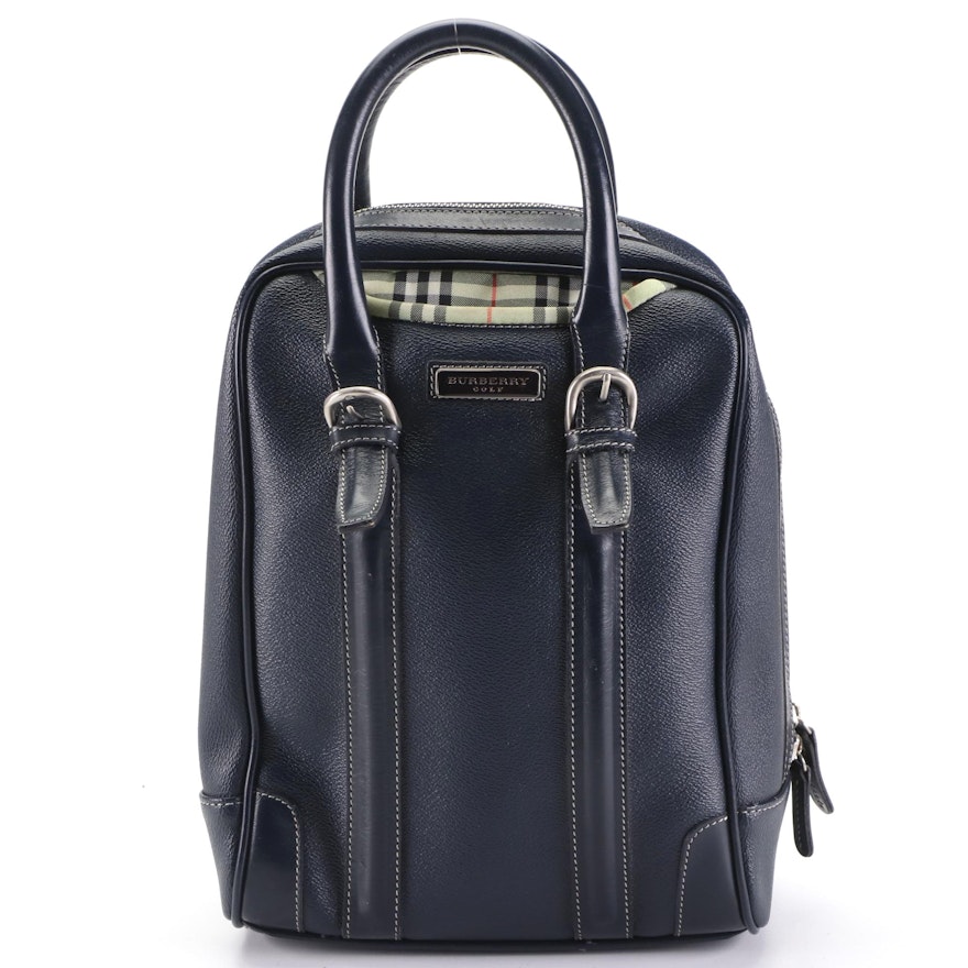 Burberry Golf Shoe Bag in Dark Blue Coated Canvas and Leather
