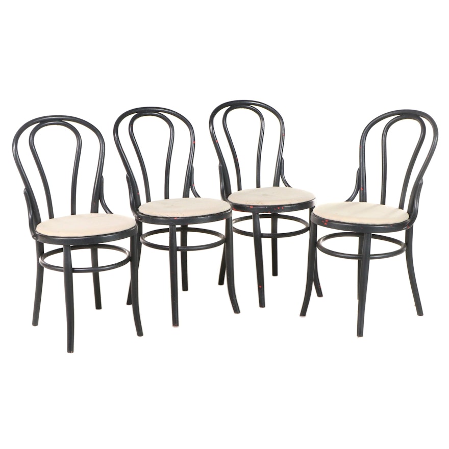 Four Thonet Style Painted Bentwood Bistro Chairs