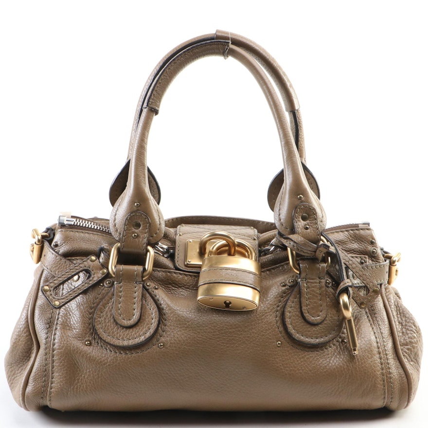 Chloé Paddington Shoulder Bag in Brown Calfskin Leather