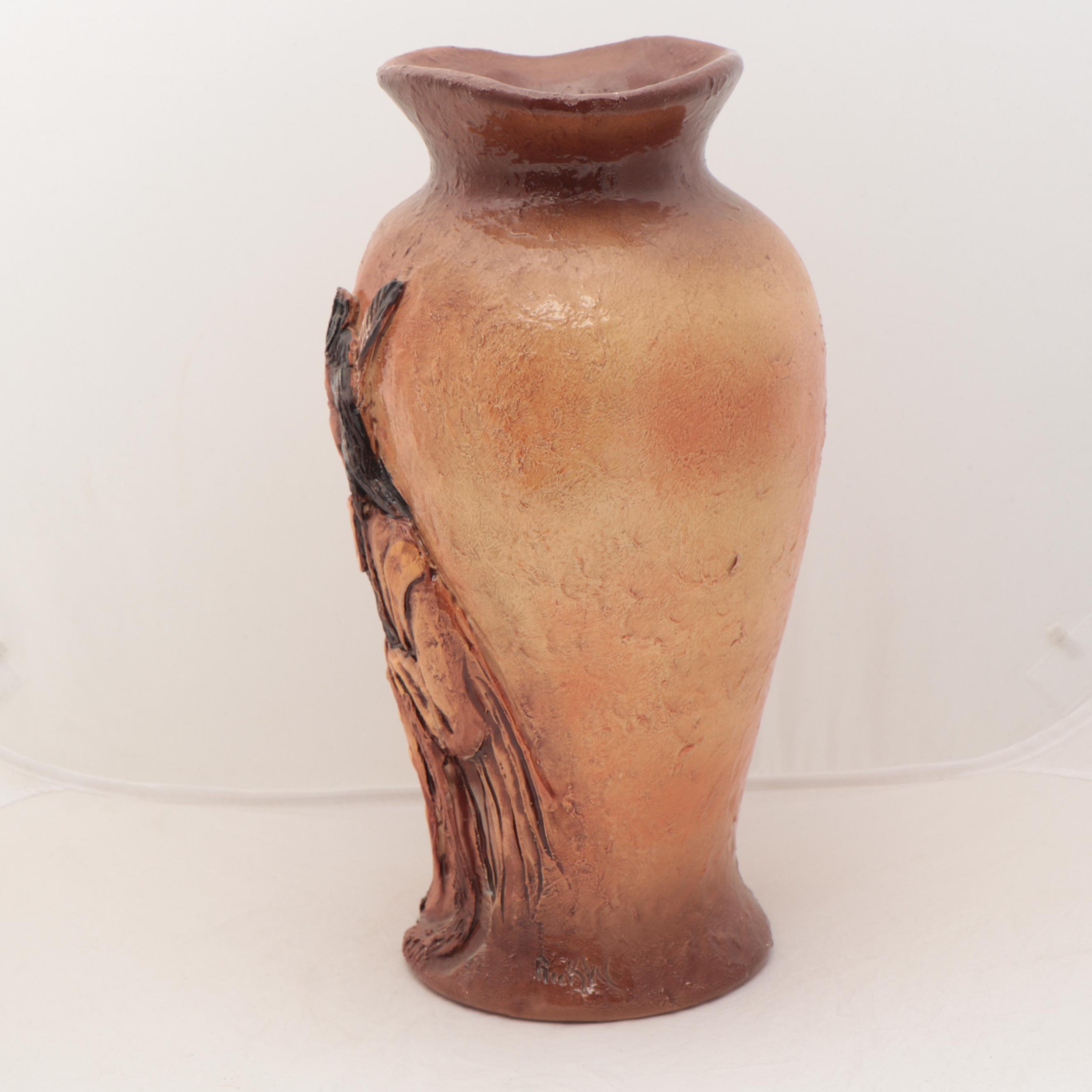 Rick Wisecarver Hand-Painted Wihoa Earthenware Vase, 1985