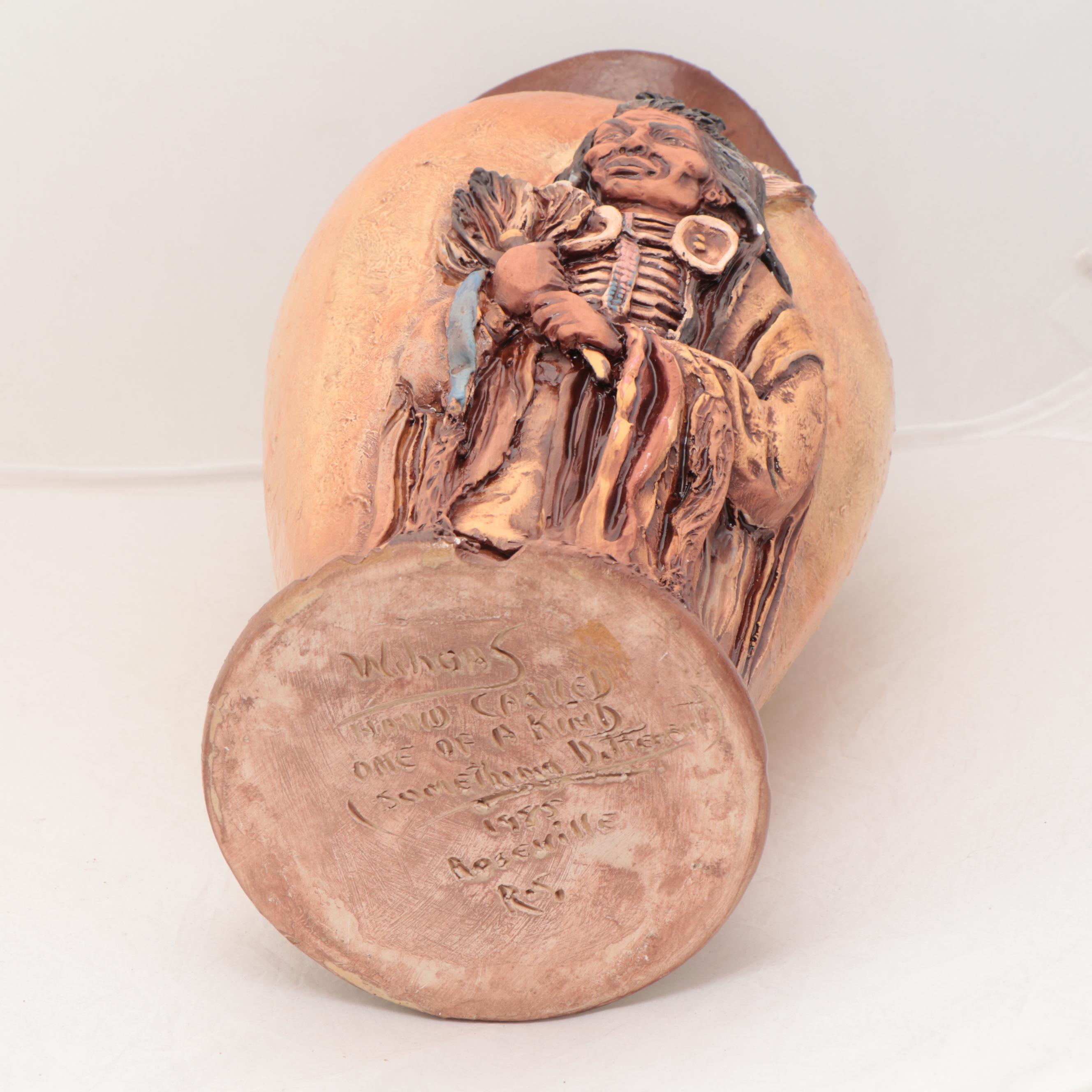 Rick Wisecarver Hand-Painted Wihoa Earthenware Vase, 1985