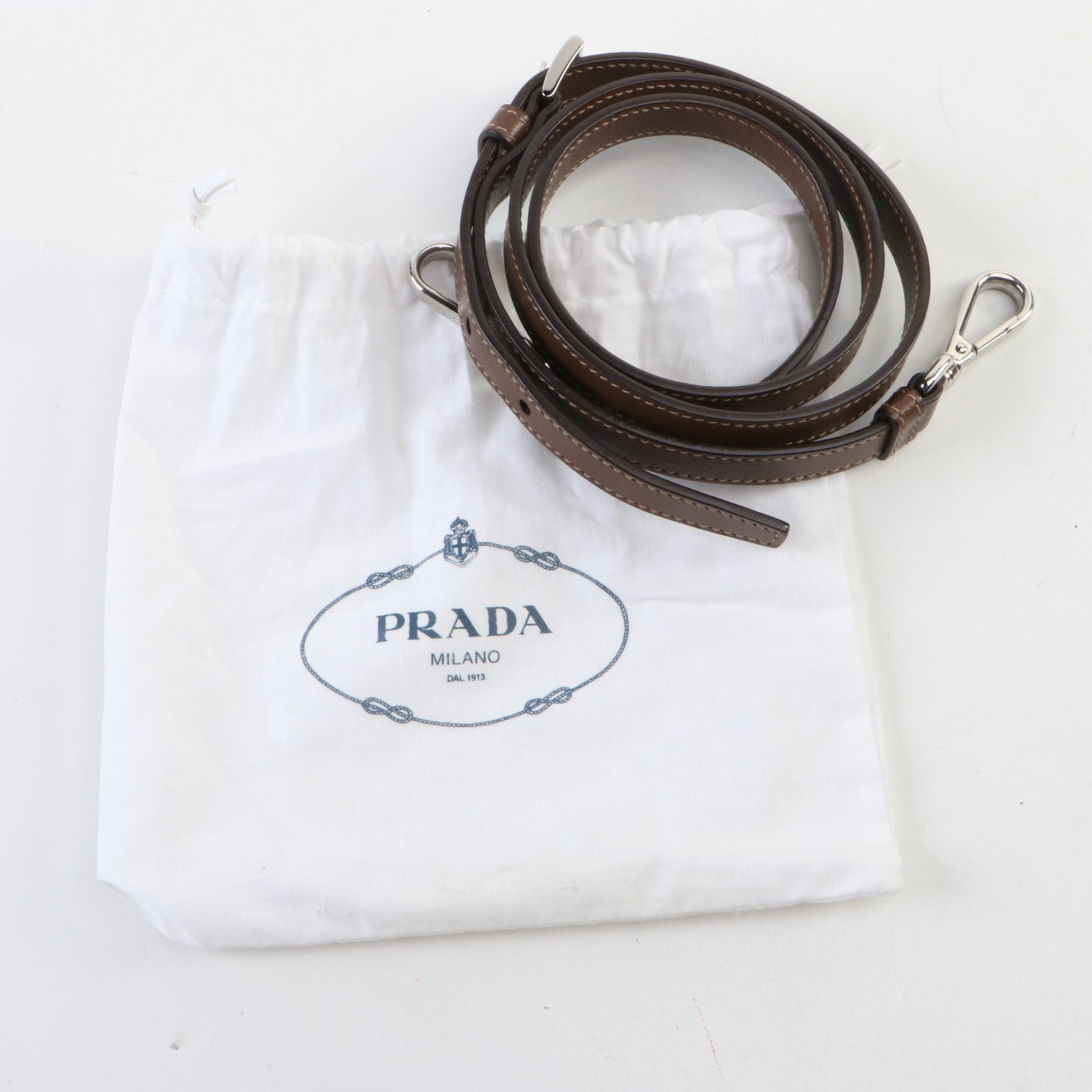 Prada Boston Handbag in Printed Tessuto Nylon with Brown Leather Trim