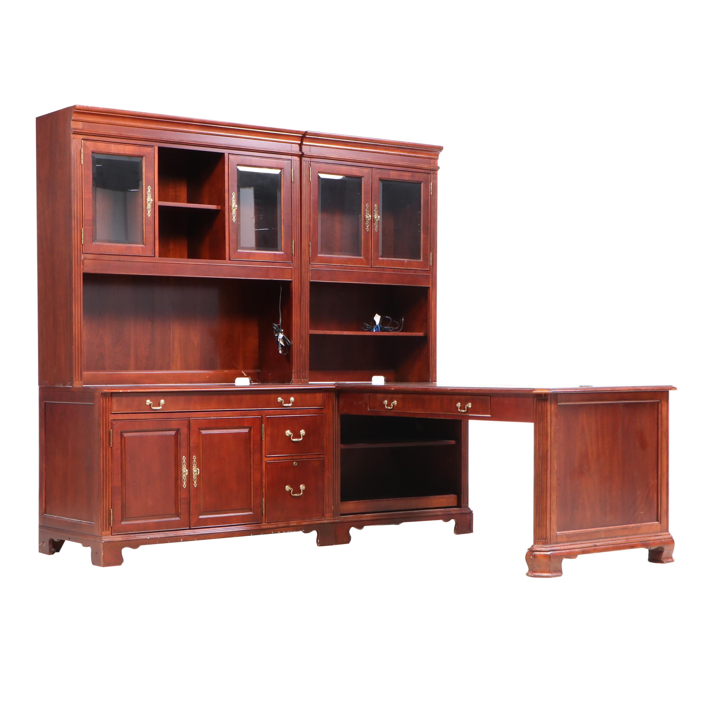 Haverty's Cherry Stained Birch Executive's Modular Desk