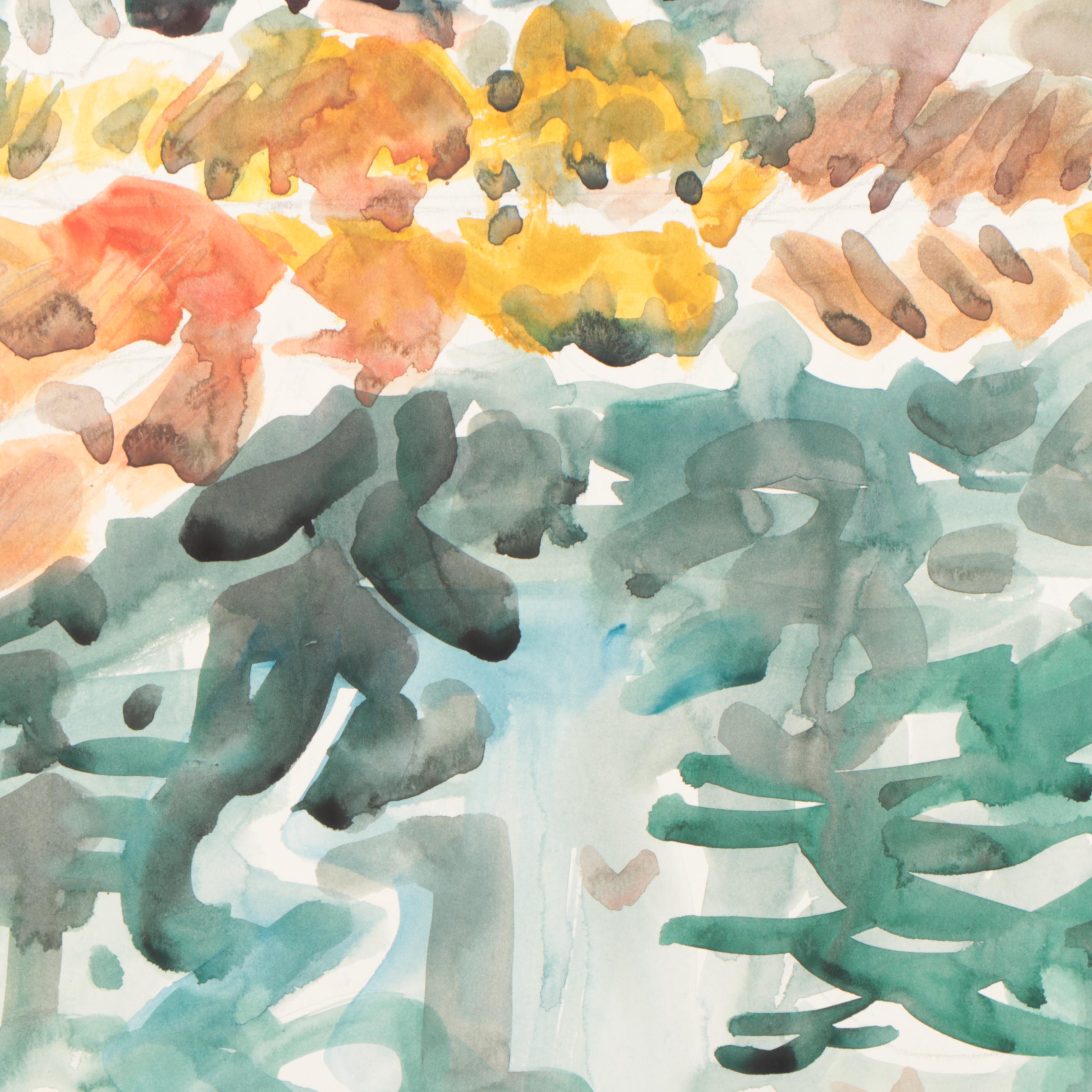 Jack Meanwell Abstract Watercolor Painting, 1994