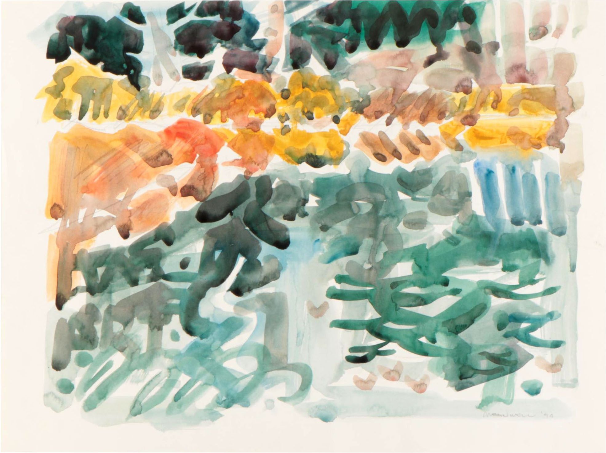 Jack Meanwell Abstract Watercolor Painting, 1994