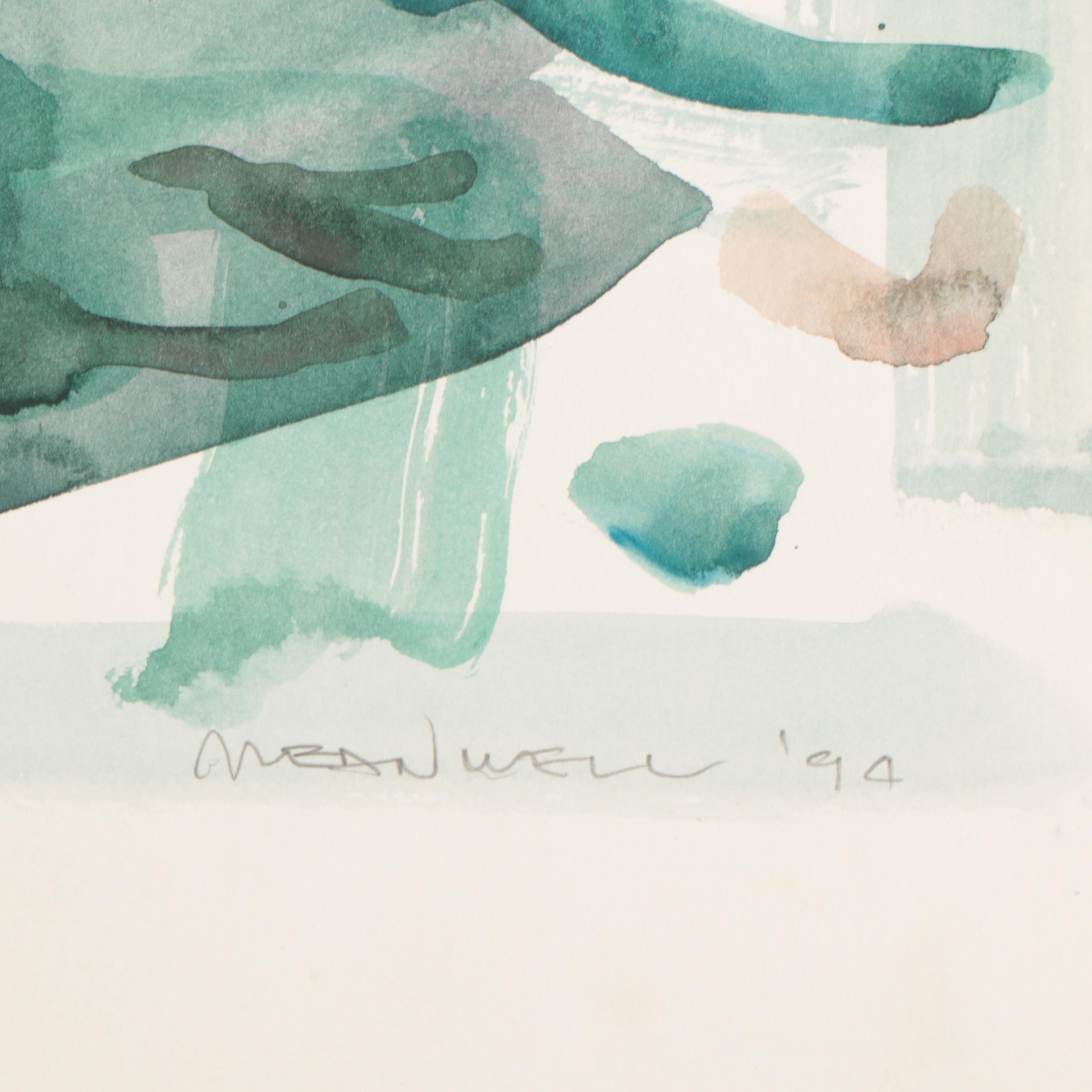 Jack Meanwell Abstract Watercolor Painting, 1994