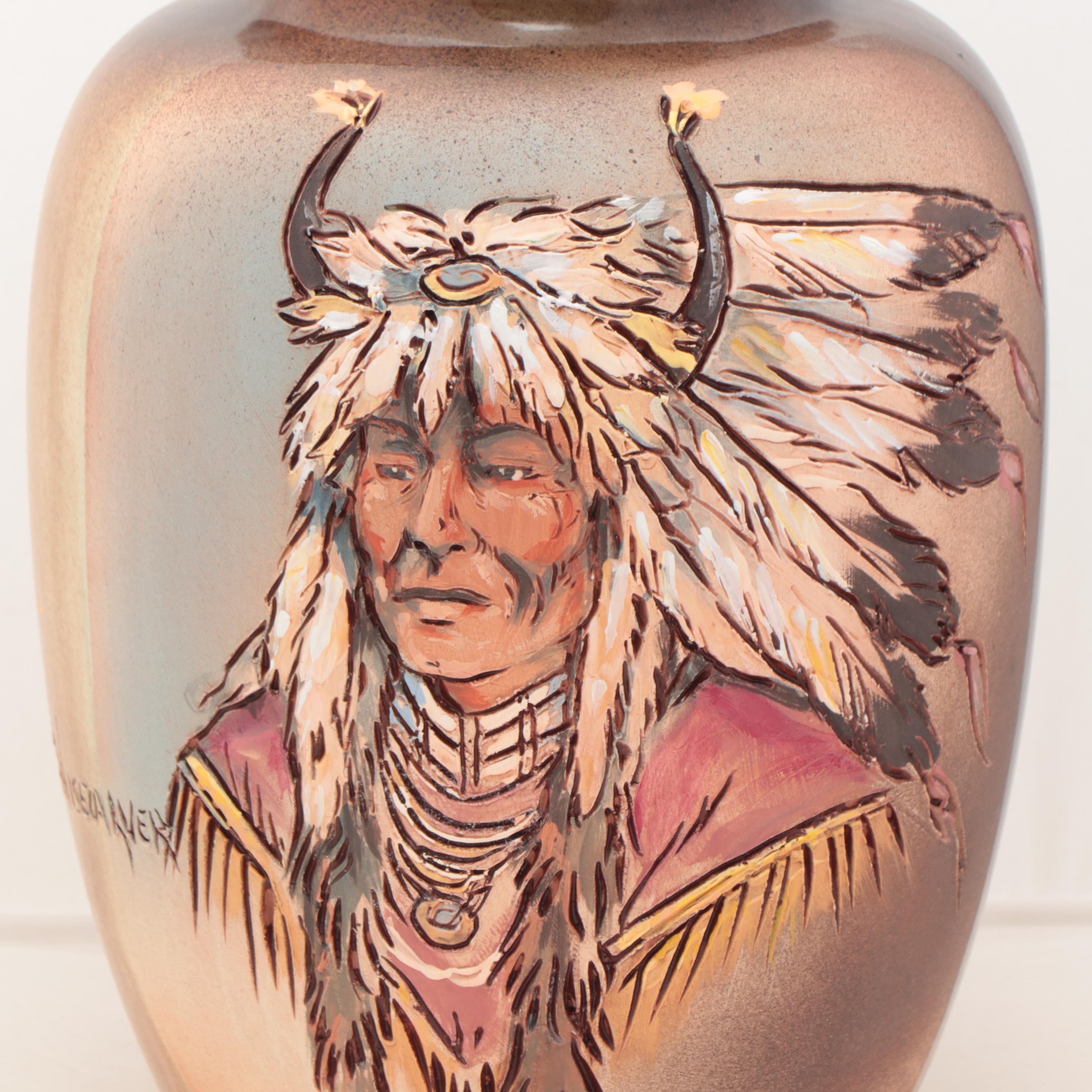 Rick Wisecarver Hand-Painted Wihoa Earthenware Vase, 2000