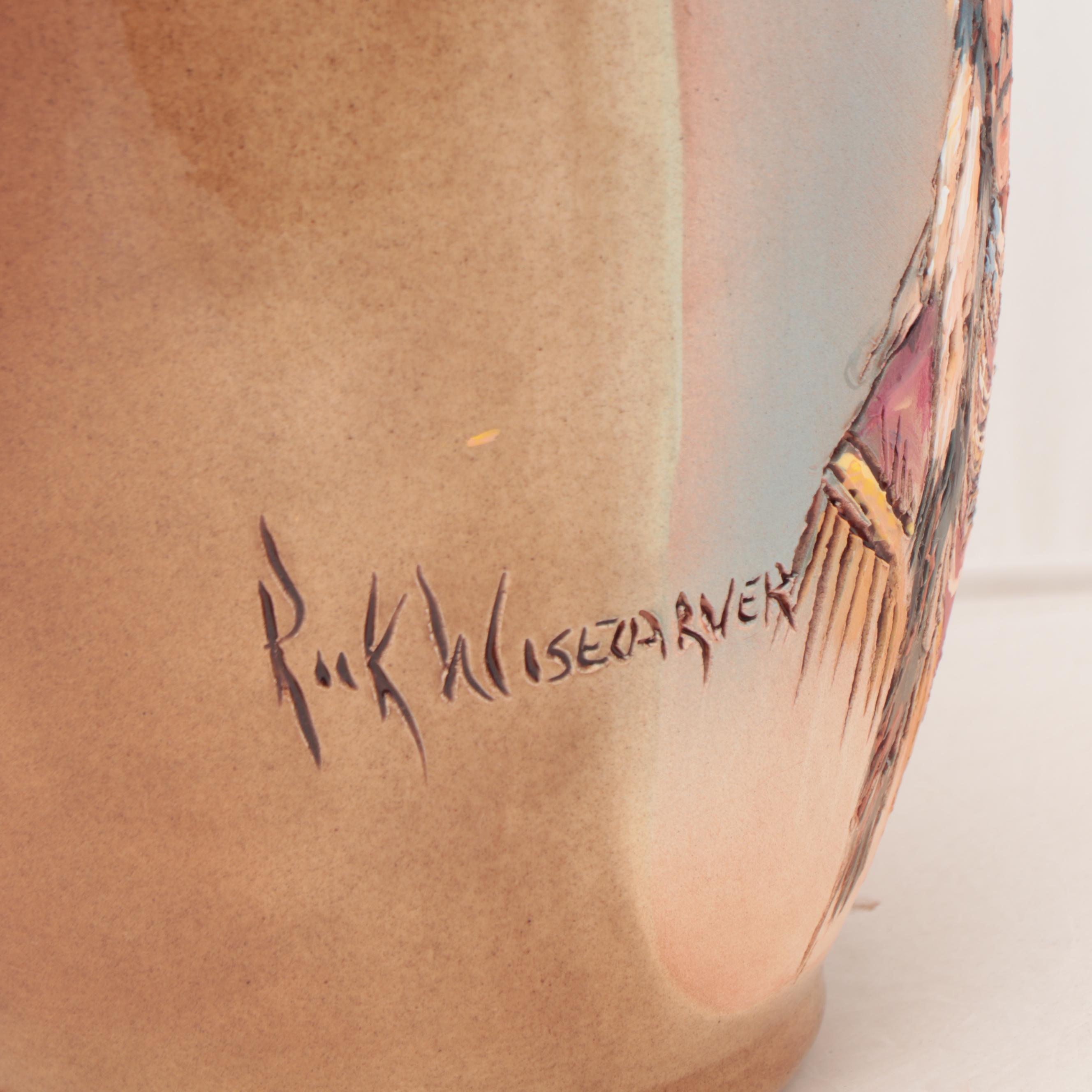 Rick Wisecarver Hand-Painted Wihoa Earthenware Vase, 2000