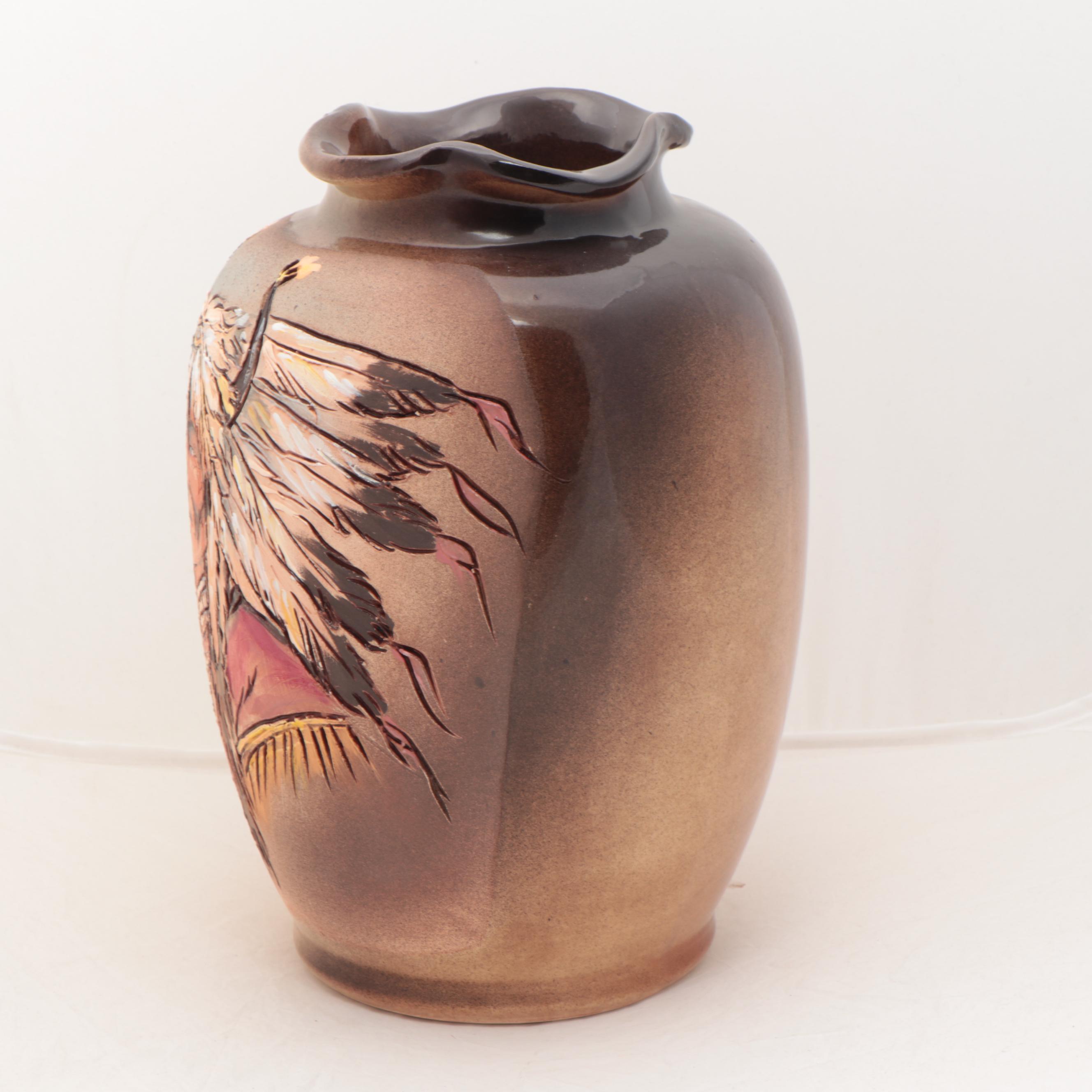 Rick Wisecarver Hand-Painted Wihoa Earthenware Vase, 2000