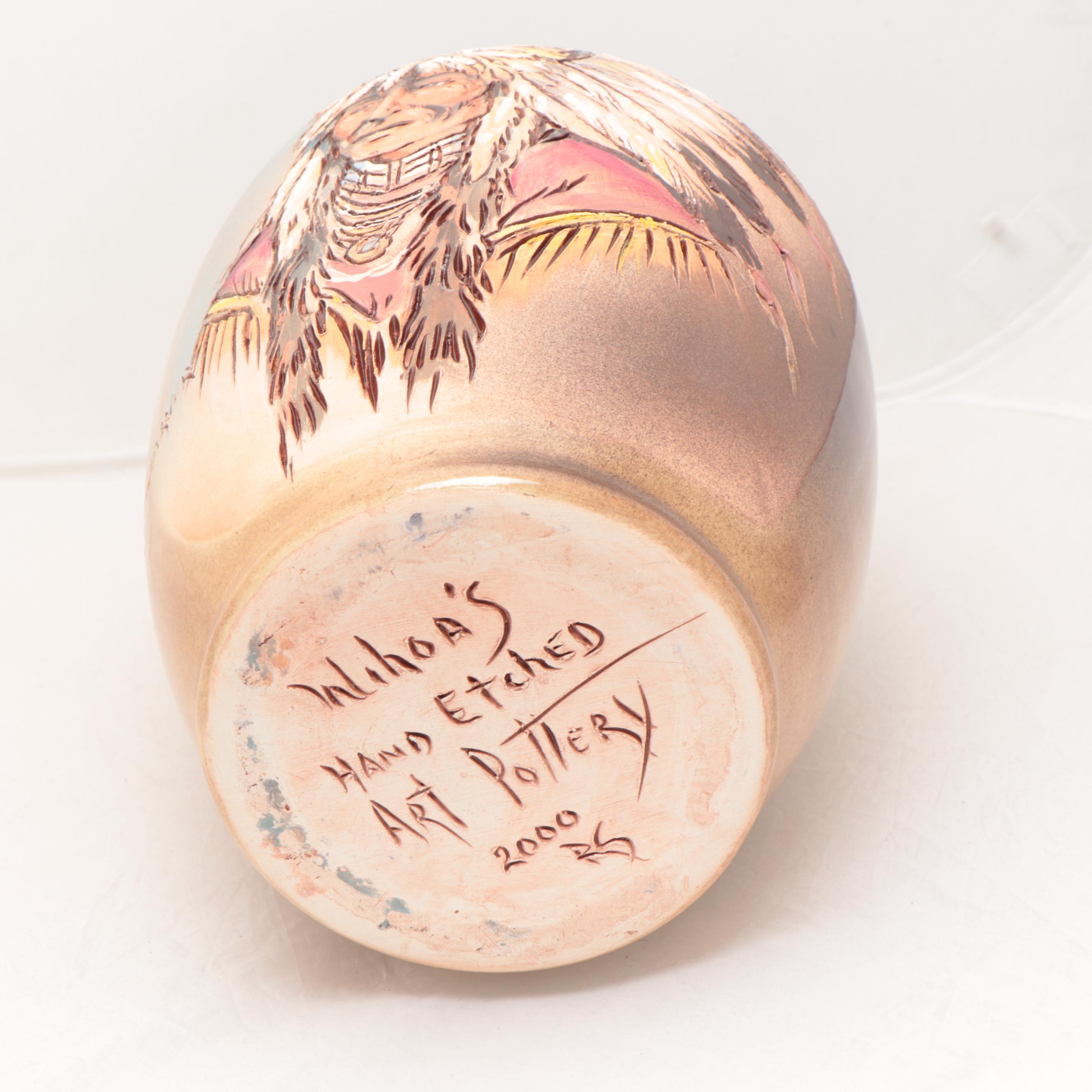 Rick Wisecarver Hand-Painted Wihoa Earthenware Vase, 2000