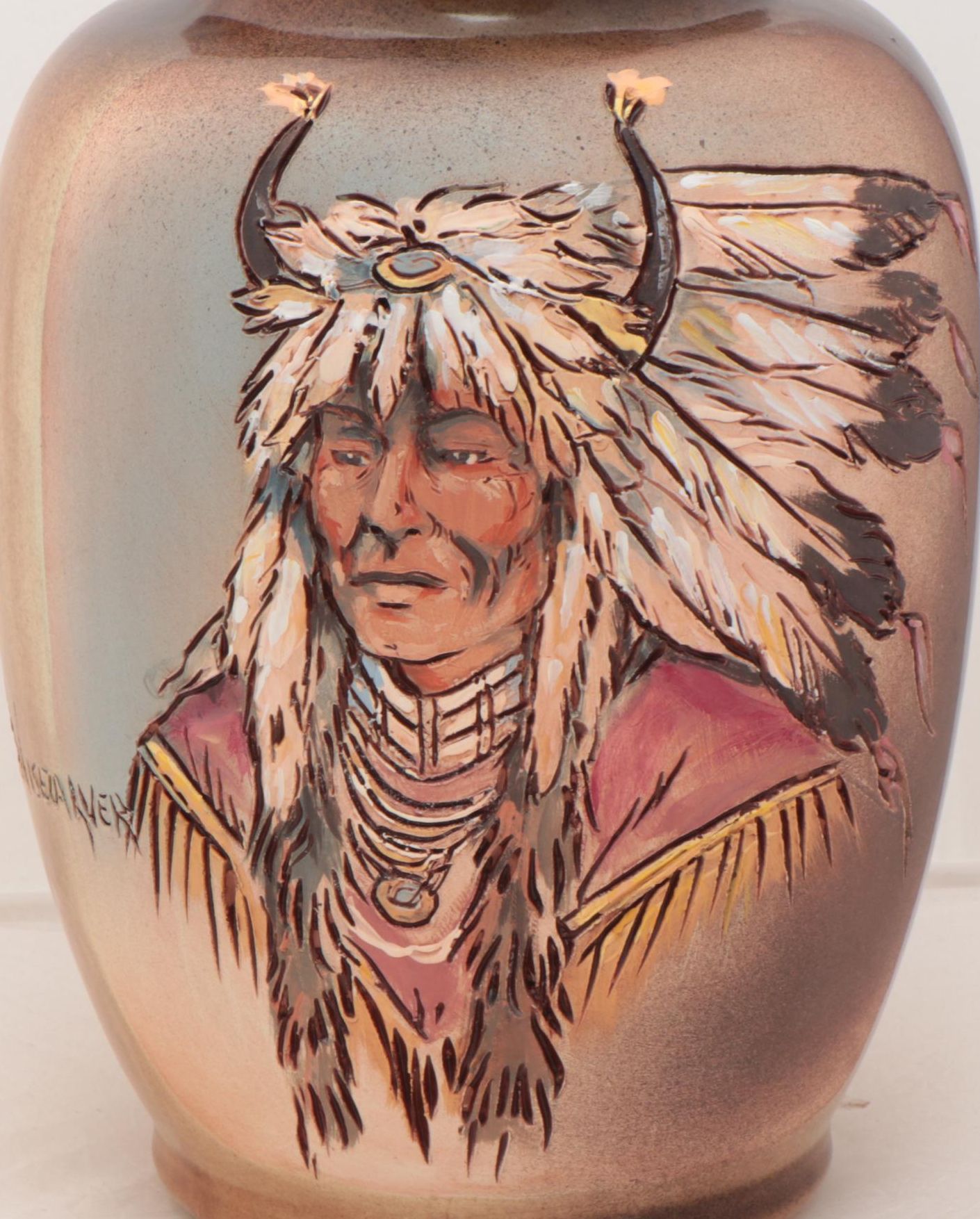 Rick Wisecarver Hand-Painted Wihoa Earthenware Vase, 2000